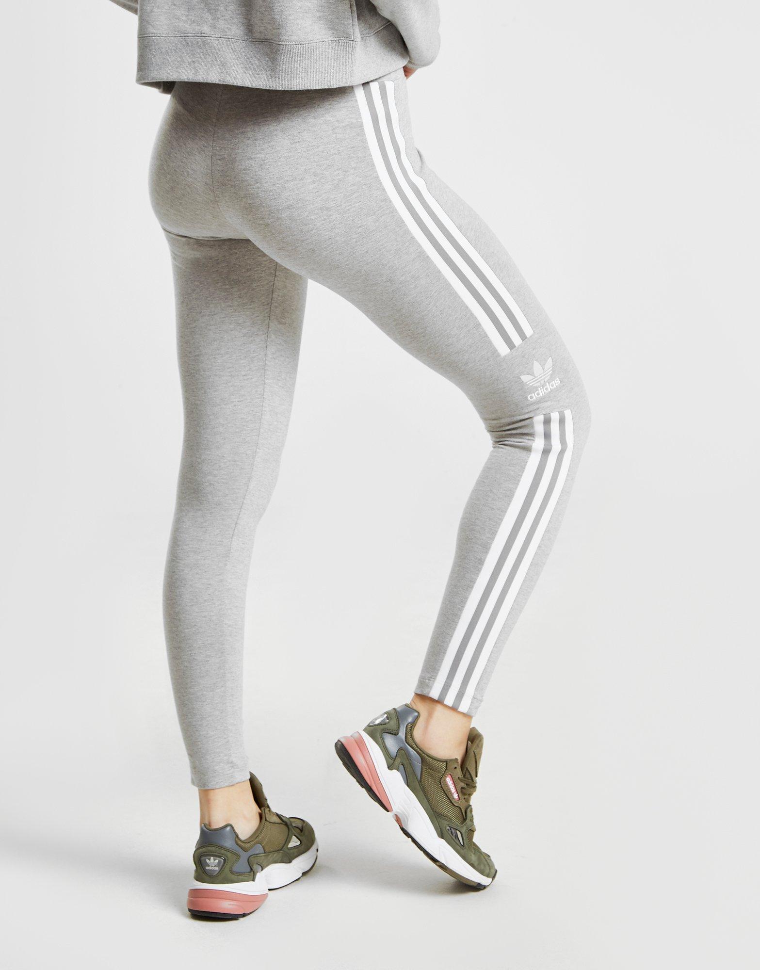 adidas grey 3 stripe leggings