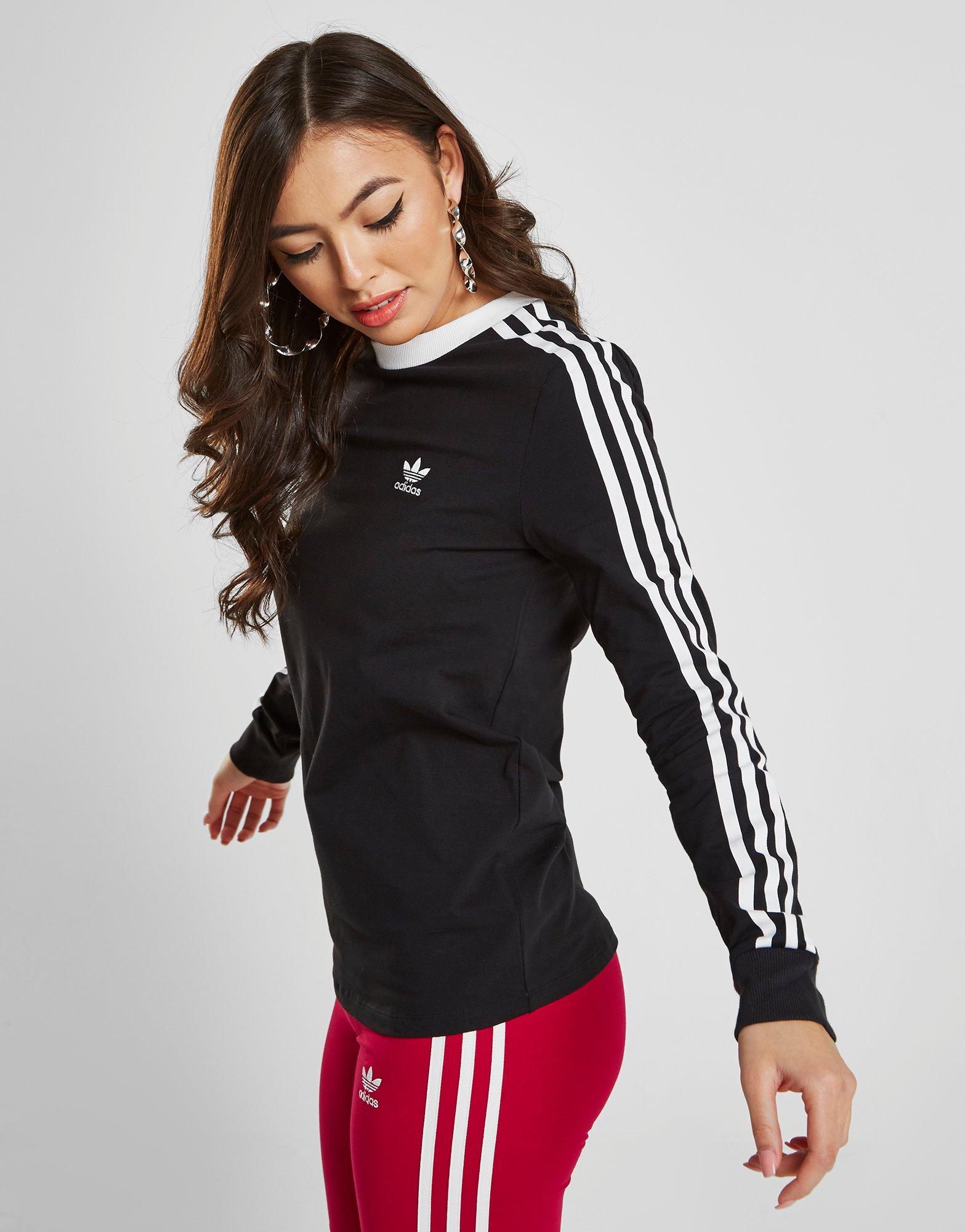 adidas three stripes long sleeve tee