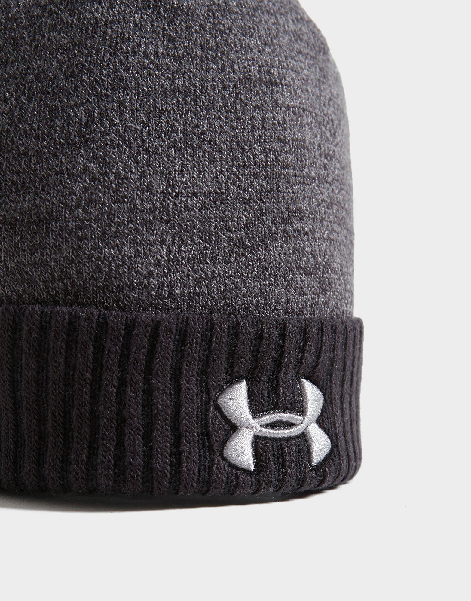 Grey Under Armour Logo Pom Beanie Hat 