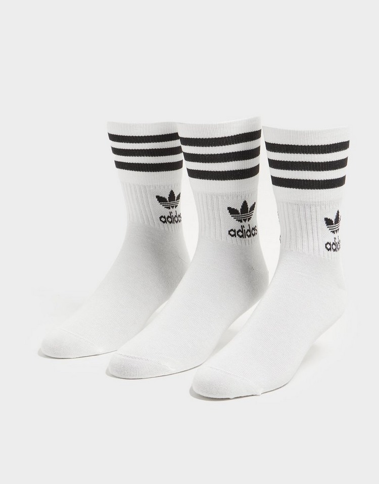 Koop Wit adidas Originals 3 Pack Solid Mid Crew Socks | JD Sports
