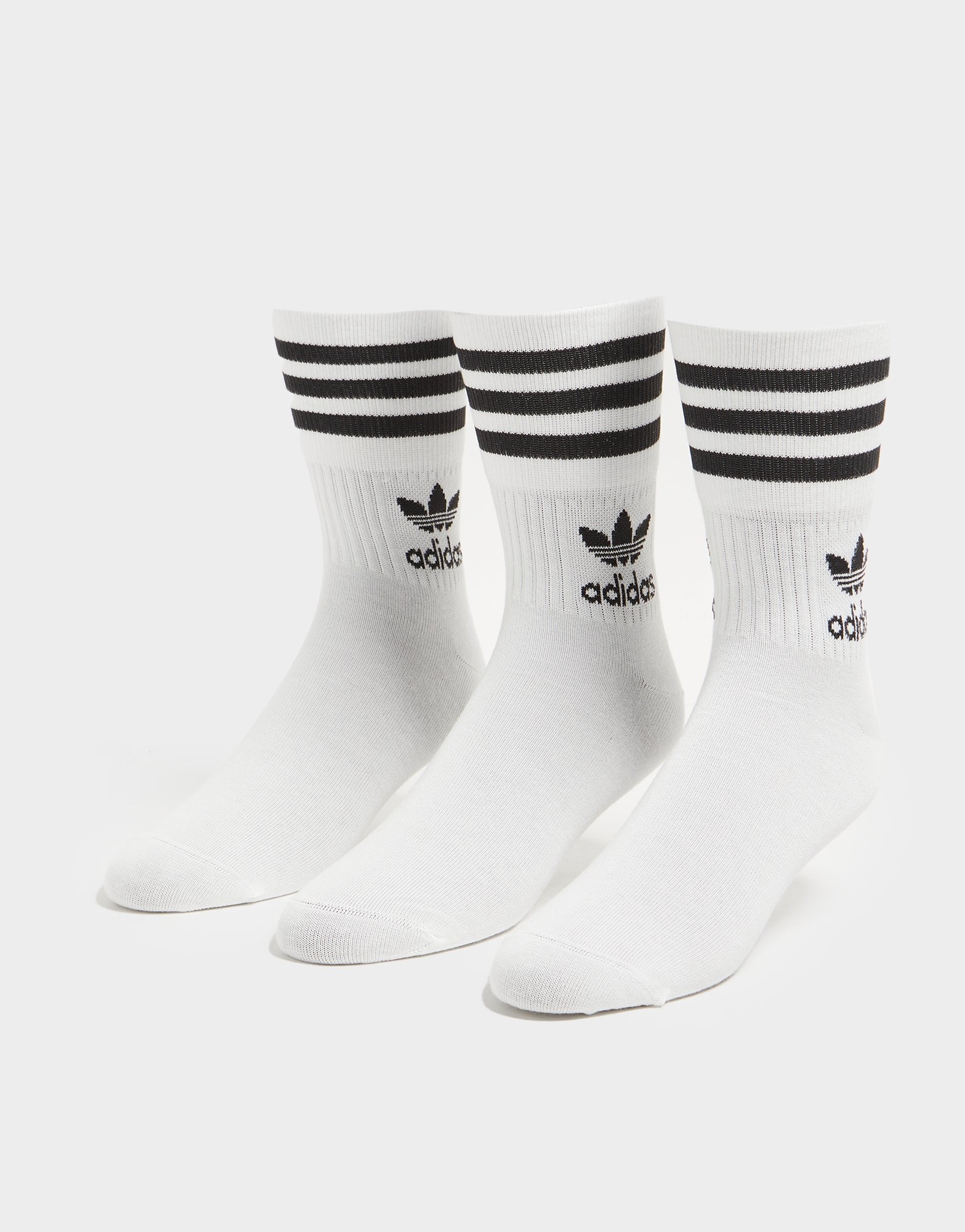 White adidas Originals 3 Pack Solid Mid Crew Socks - JD Sports Ireland