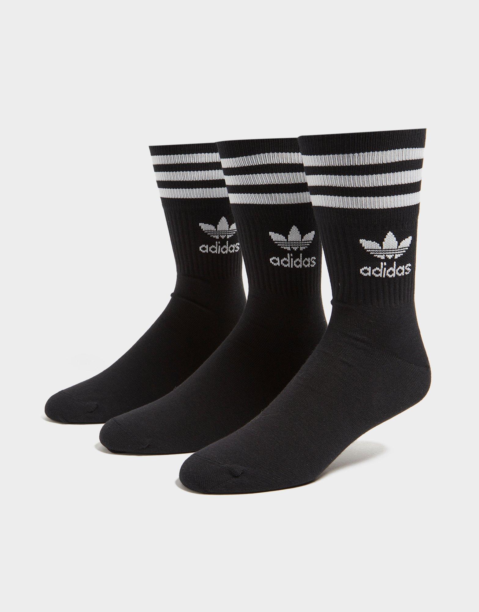 Black adidas Originals 3 Pack Solid Crew Socks | JD Sports