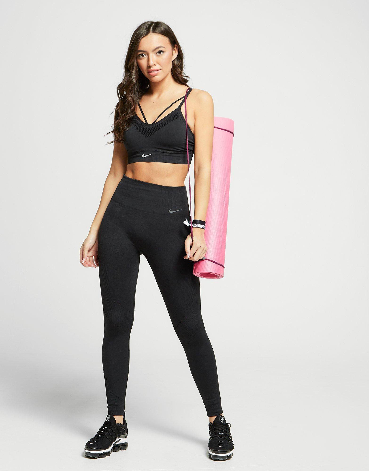 nike training seamless yoga leggings in black