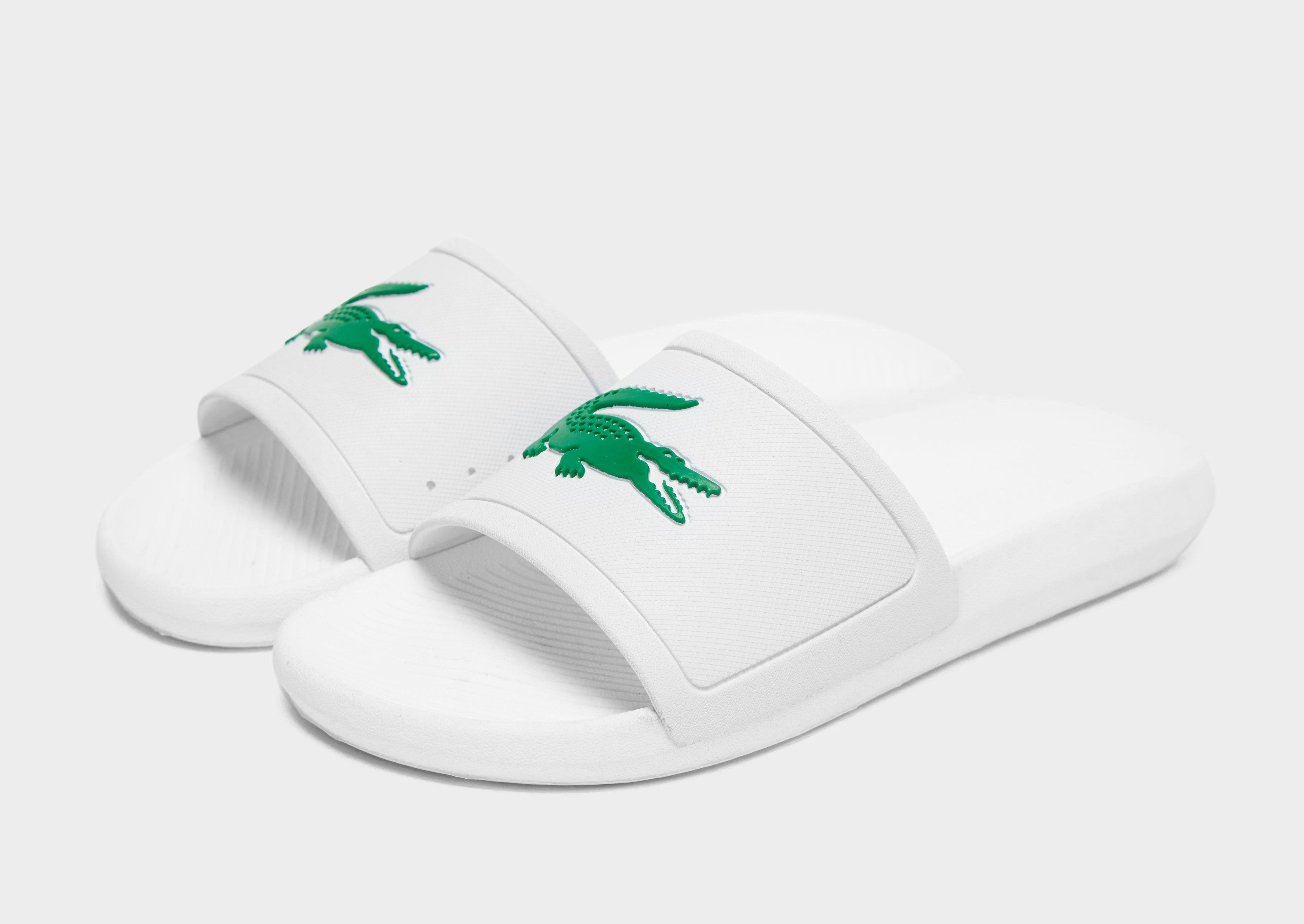 White Lacoste Croco Slides | JD Sports