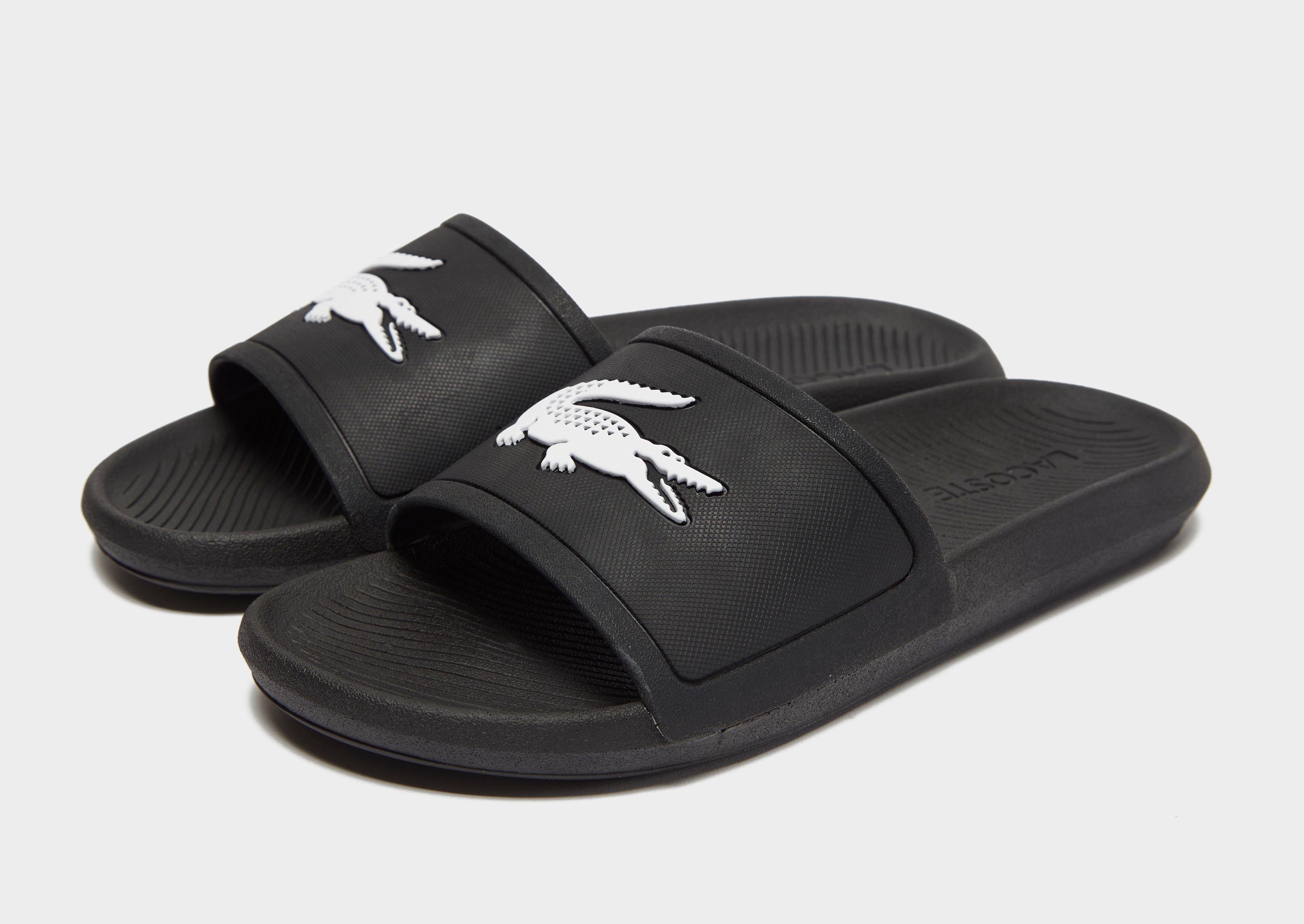 mens black lacoste sliders