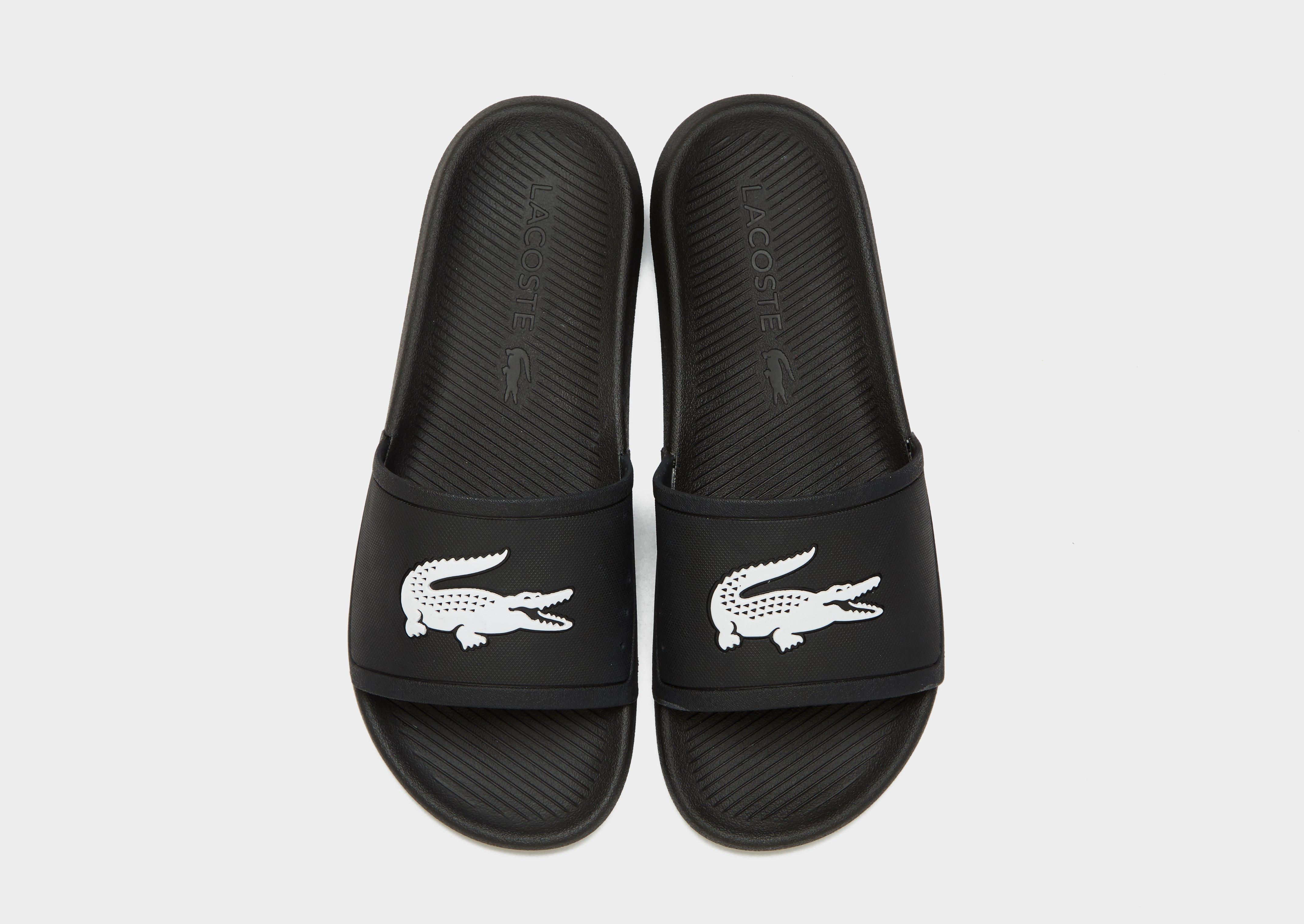 Black Lacoste Croco Slides | JD Sports