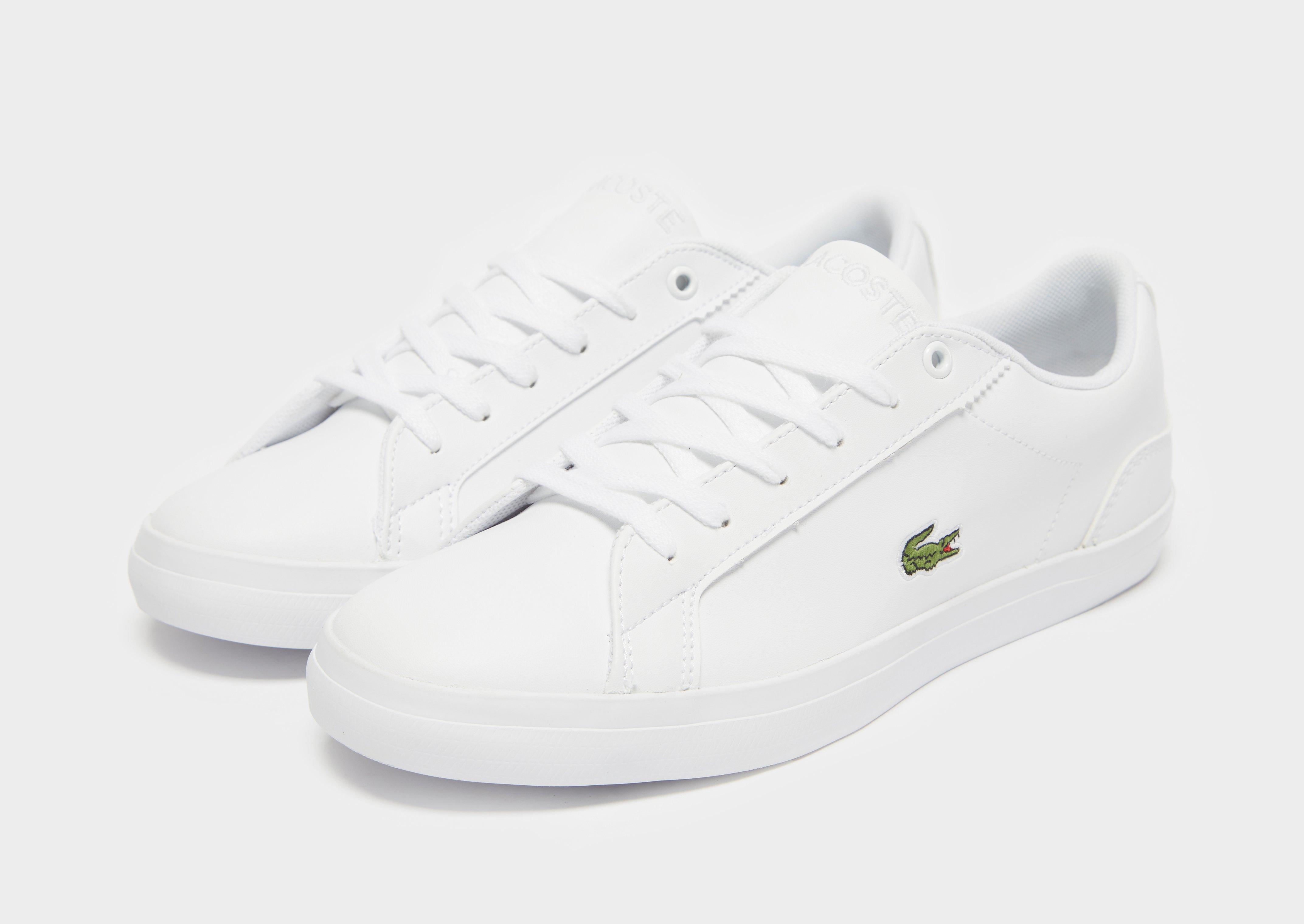 Boy's Lacoste Junior Lerond Lace up Comfort Trainers in White 