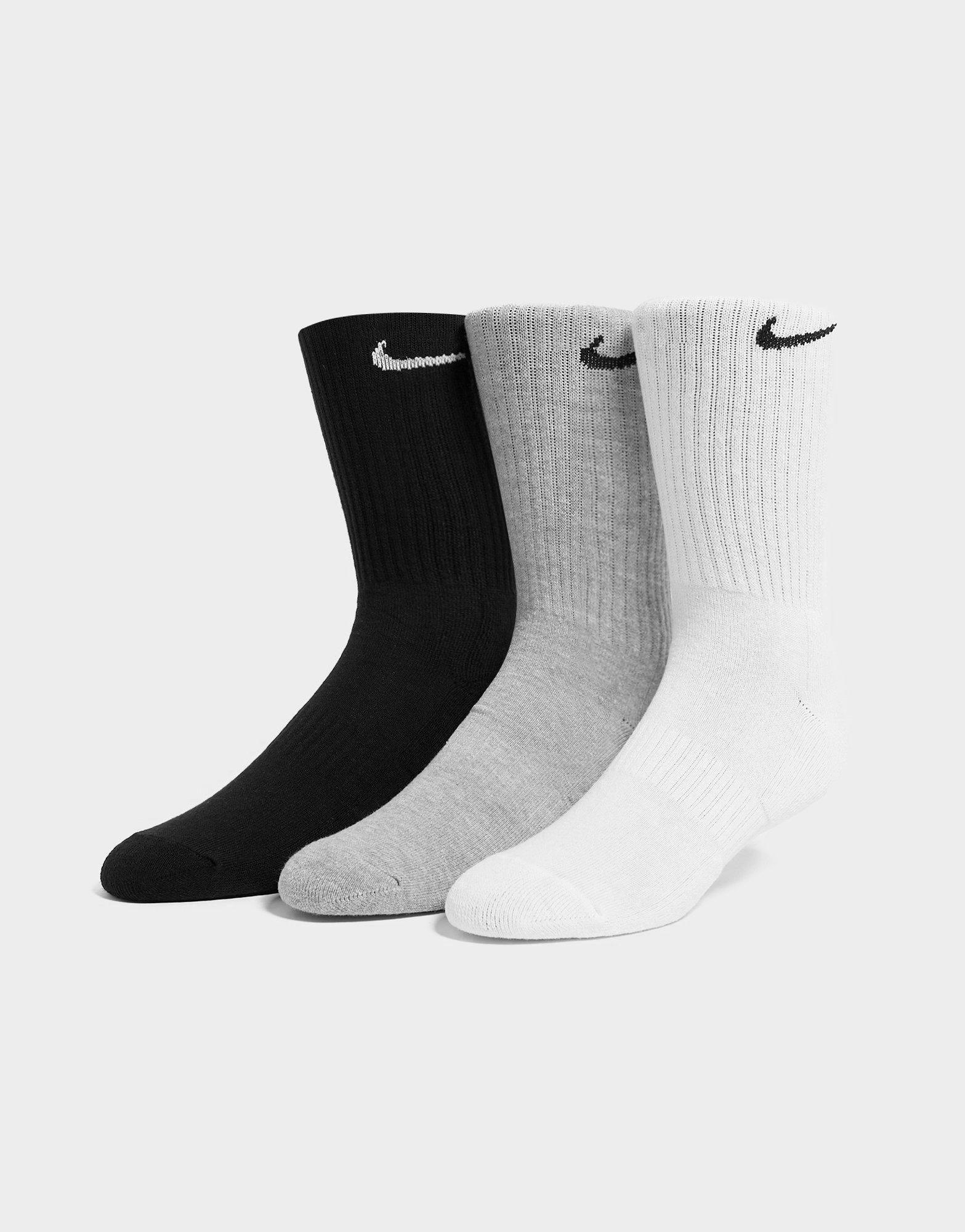 NIKE SOCKS TRAINER SOCKS - LO DOWN WHITE BLACK - 3 PACK EVERYDAY TRAINING  SOCK