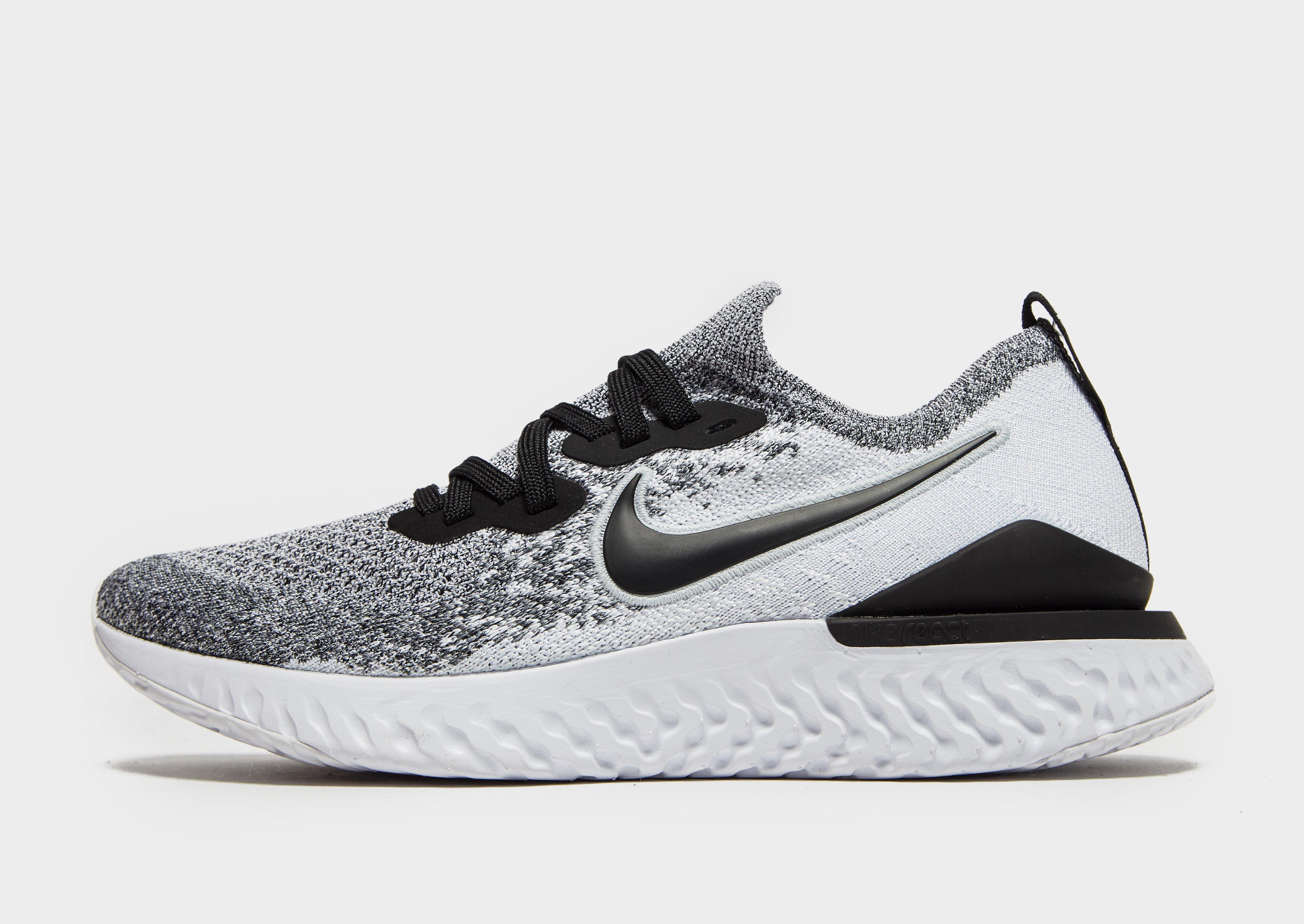 nike running epic react flyknit trainers in grey and black