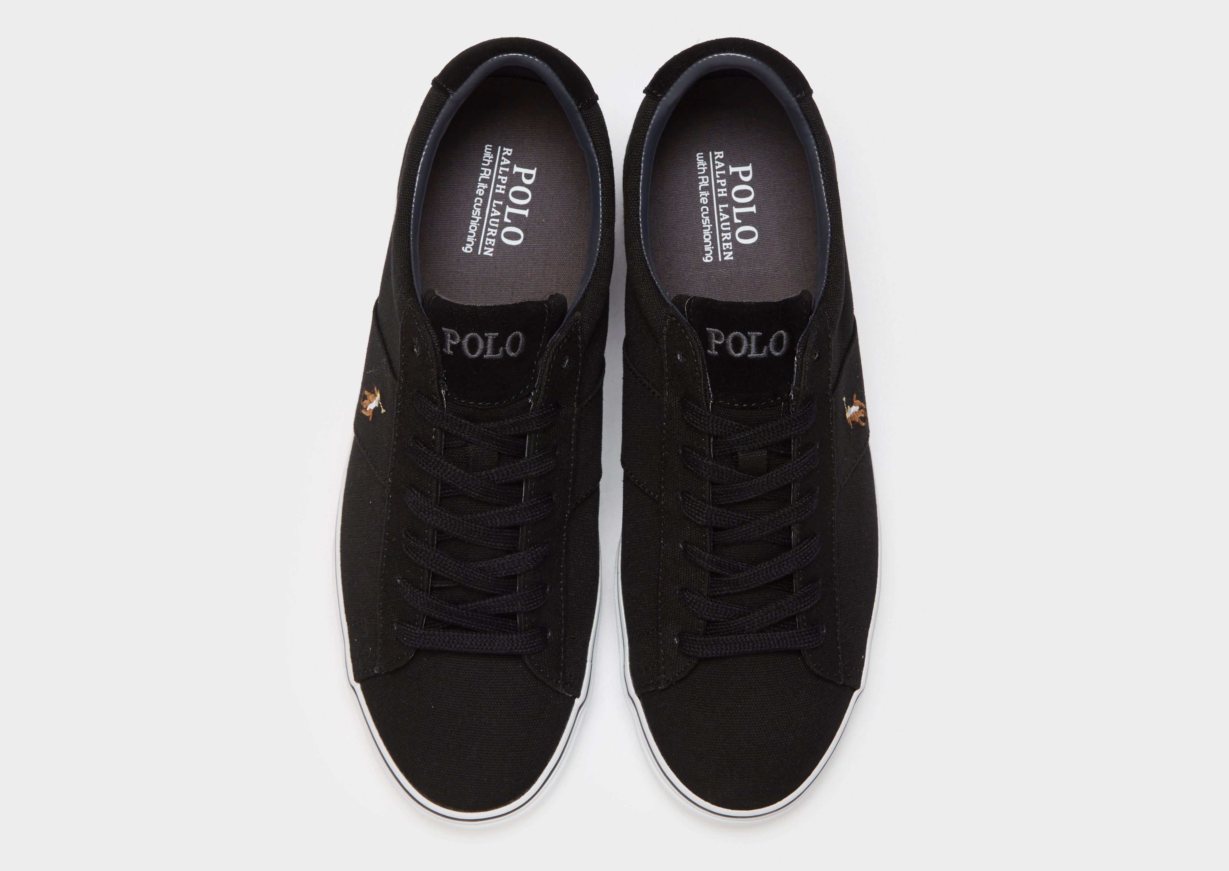 ralph lauren black canvas trainers