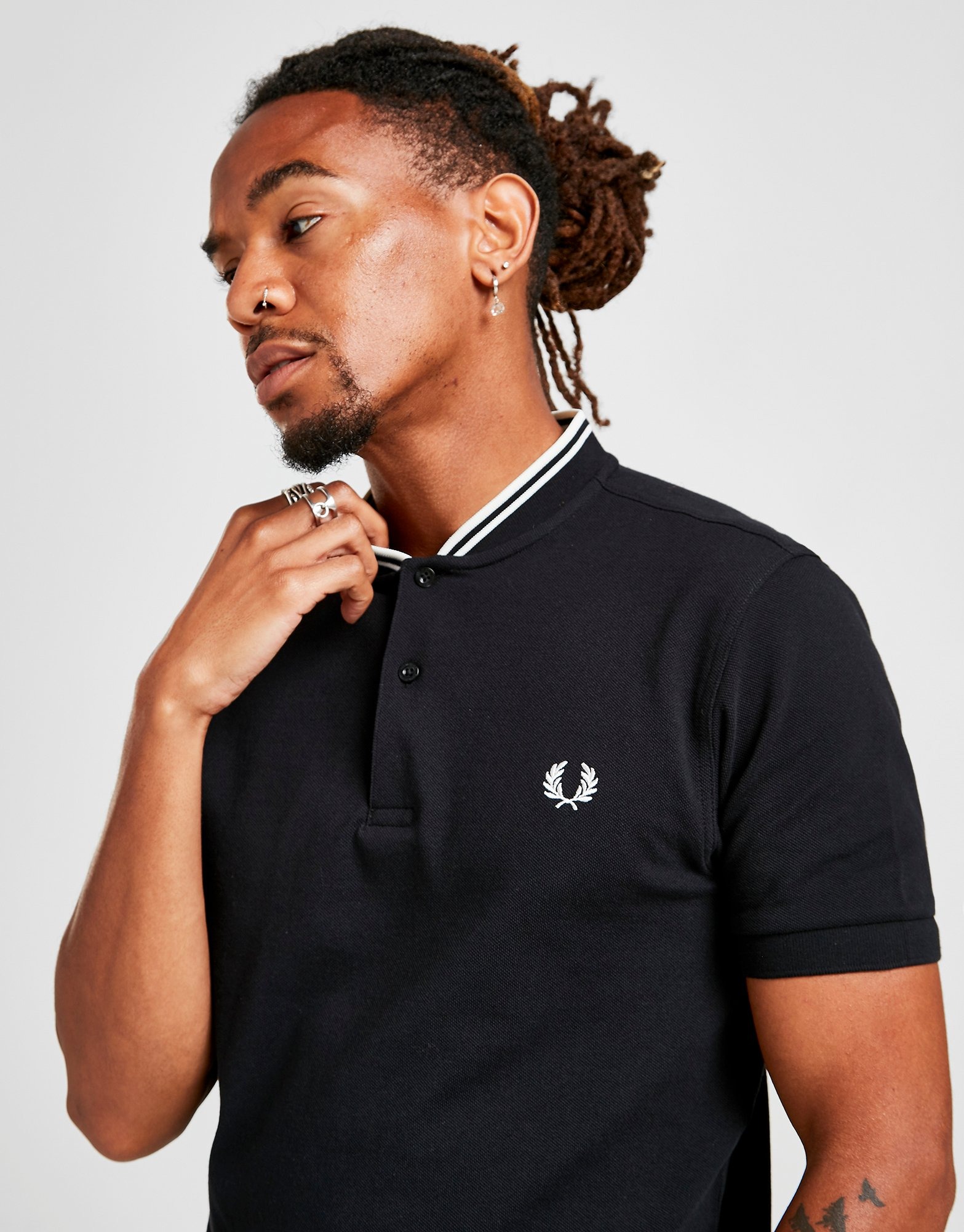 Black Fred Perry Bomber Collar Polo Shirt | JD Sports Malaysia