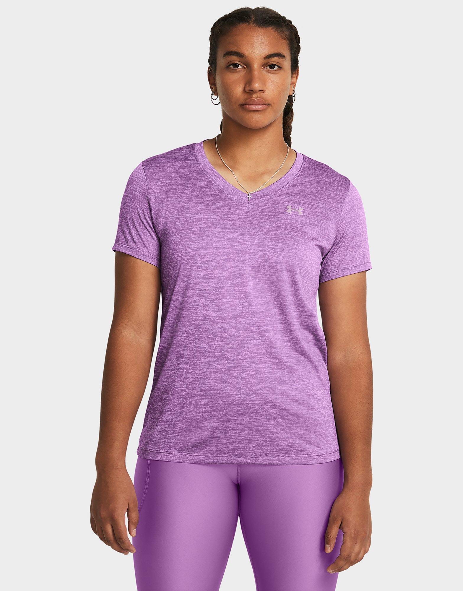 Under Armour Tech Twist Short-Sleeve V-Neck T-Shirt for Ladies - Misty  Purple/White/Metallic Silver - XS