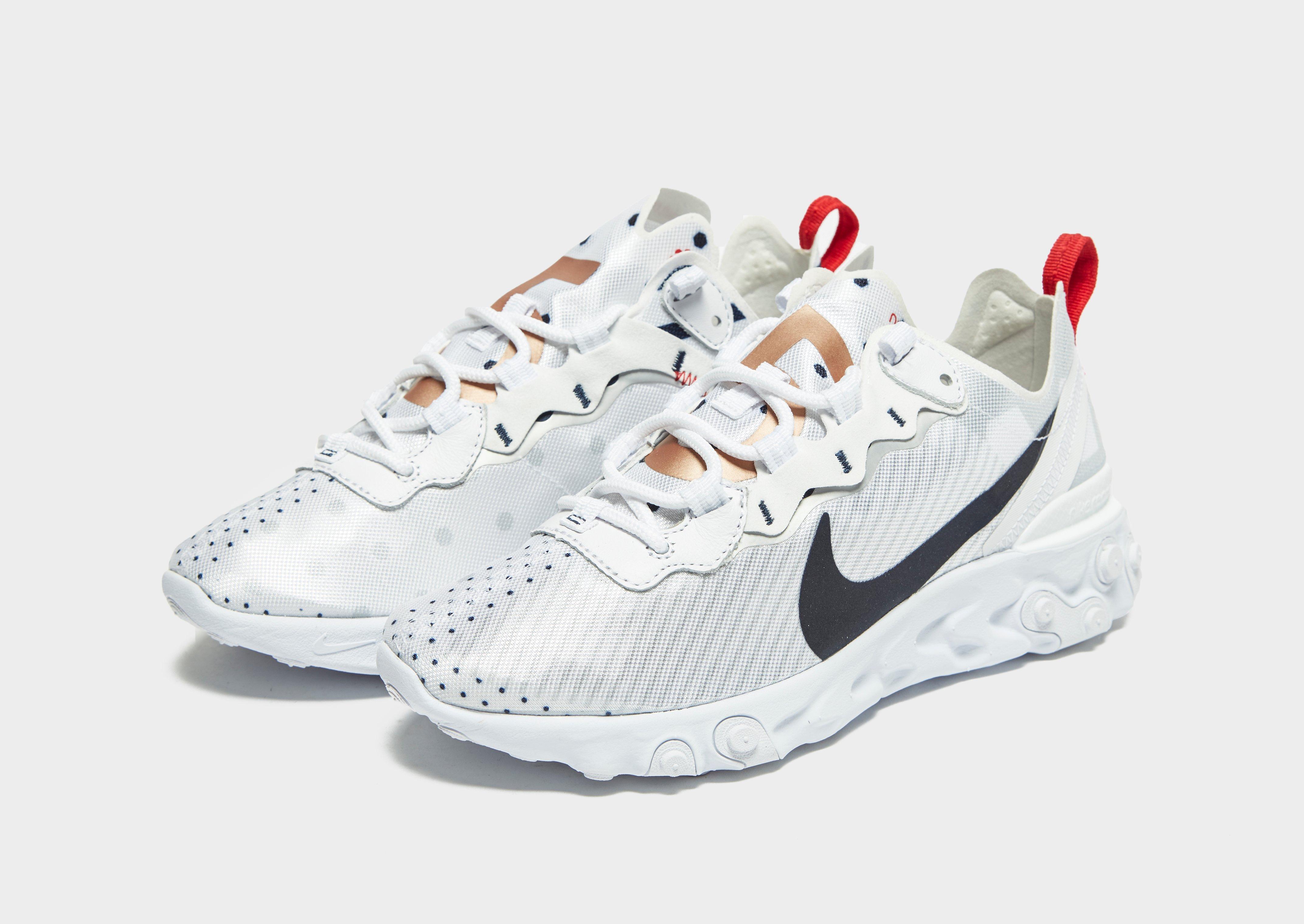 nike white and navy women's world cup react element 55 trainers