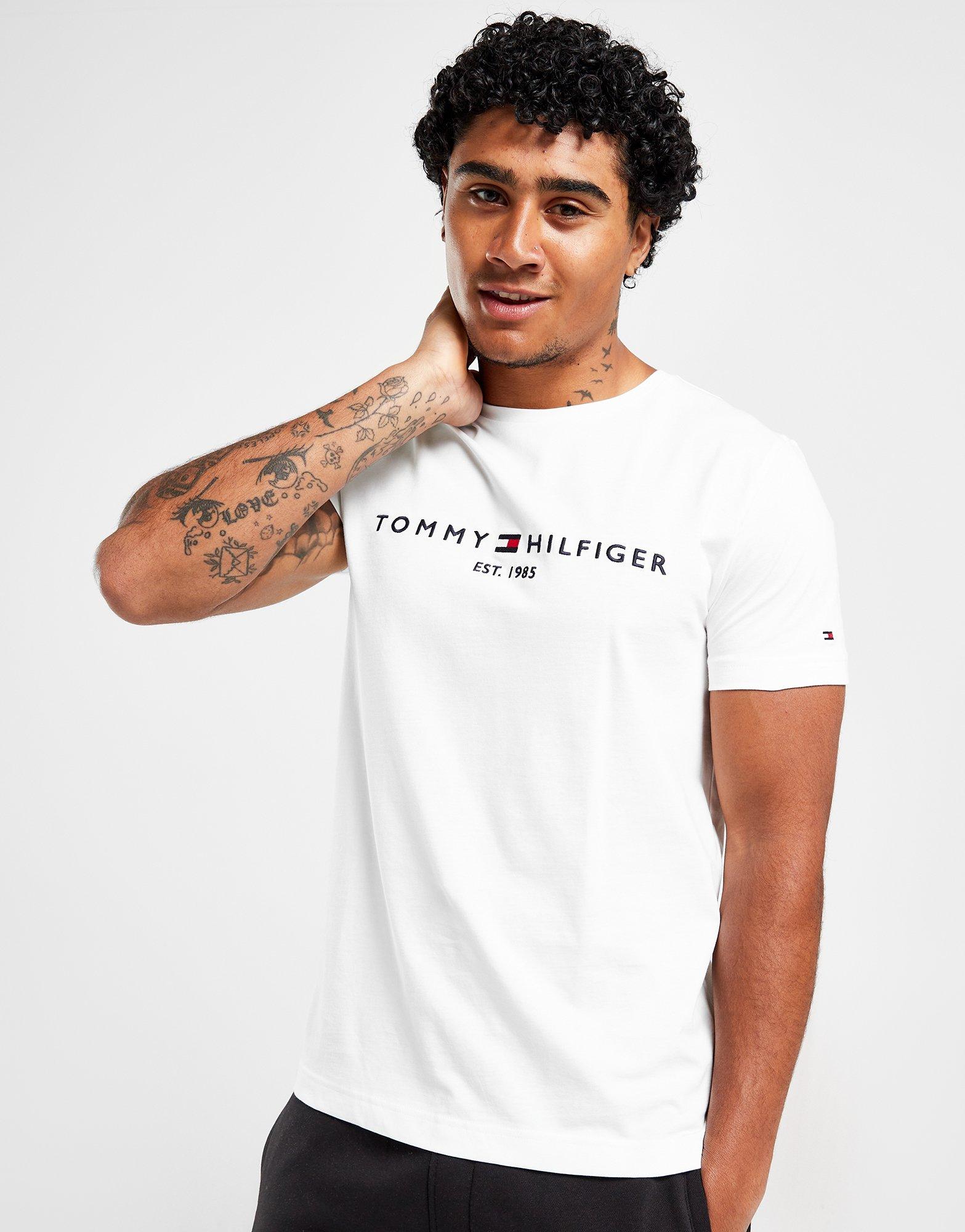 White Tommy Hilfiger Logo T-Shirt JD Sports - Global