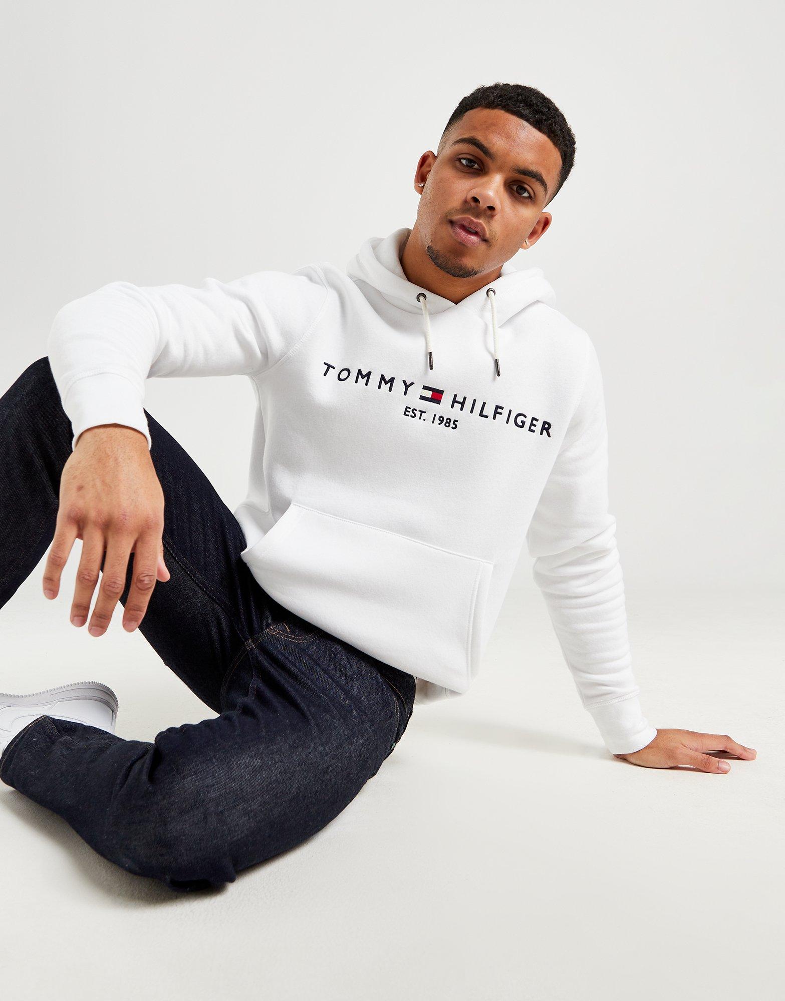 White Tommy Hilfiger Logo Hoodie