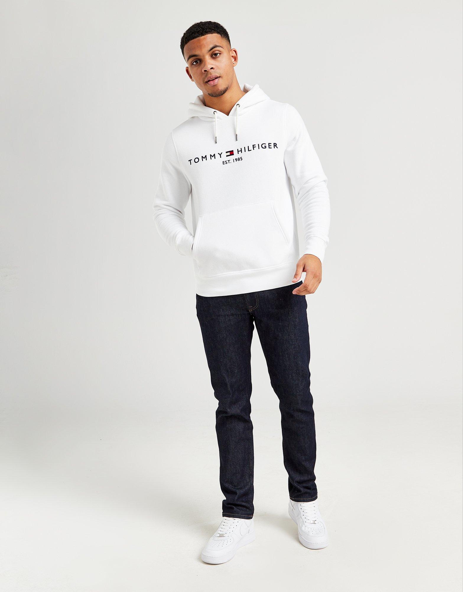 White Tommy Hilfiger Logo Hoodie - JD Sports Global