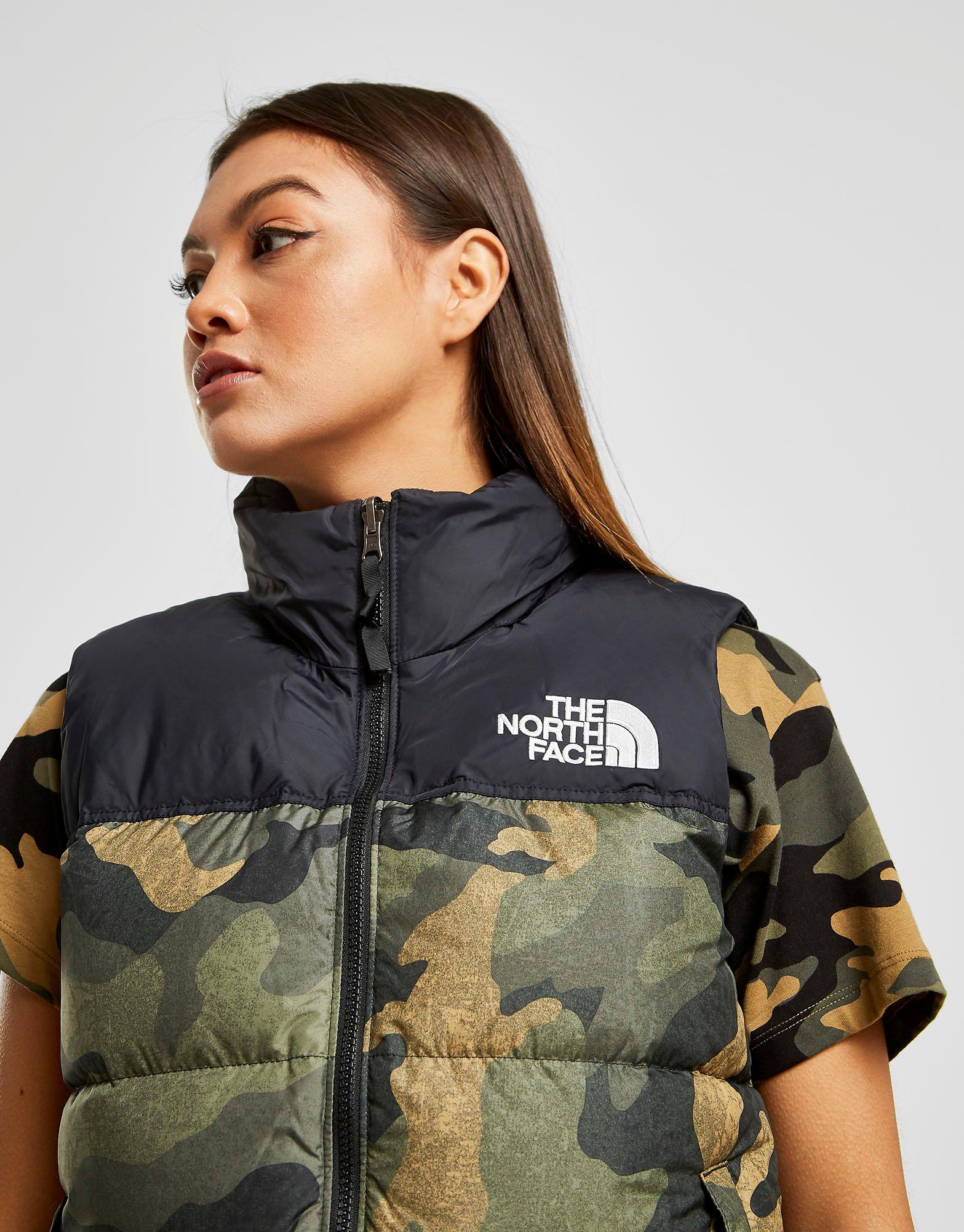 north face camo gilet