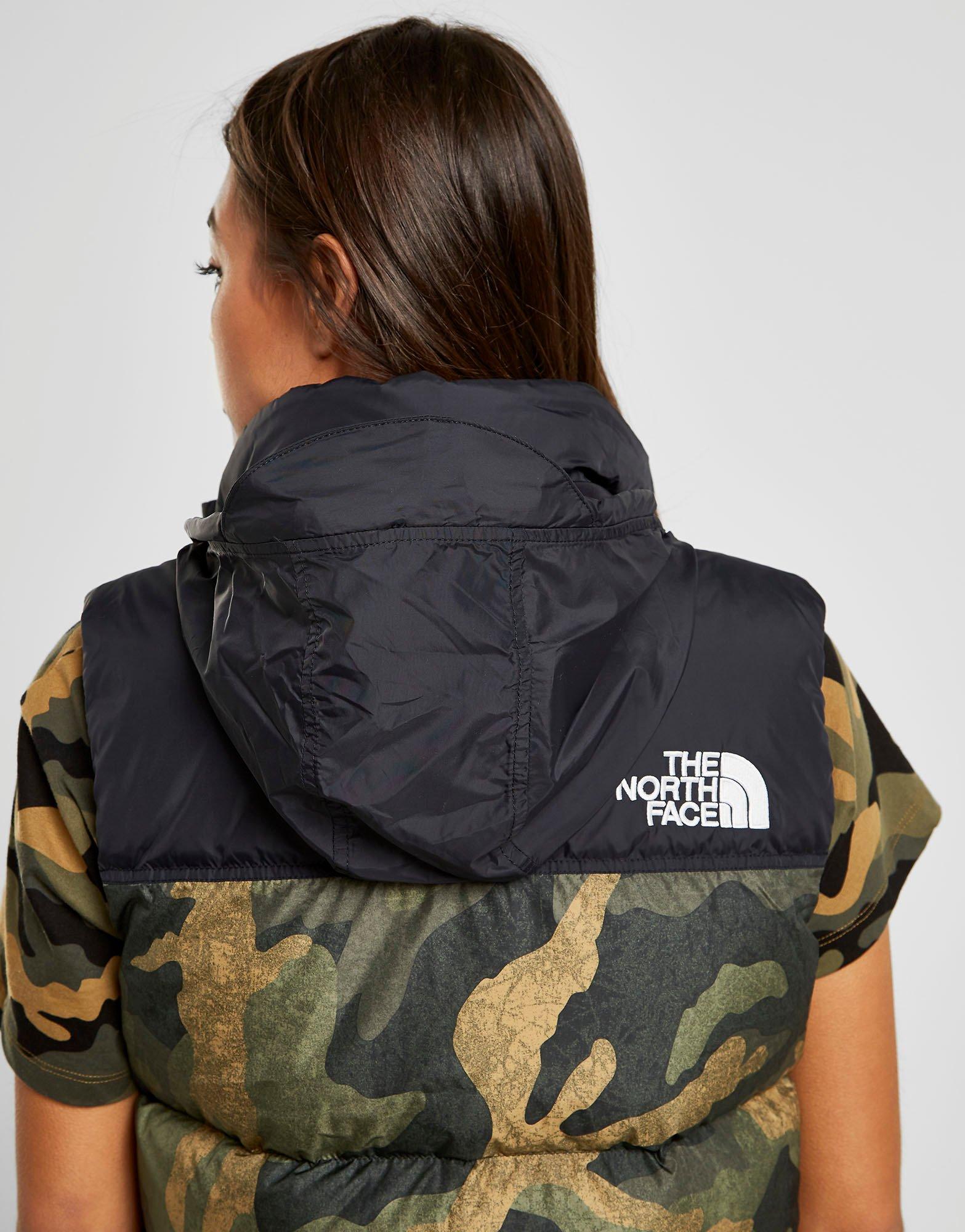 north face camo gilet