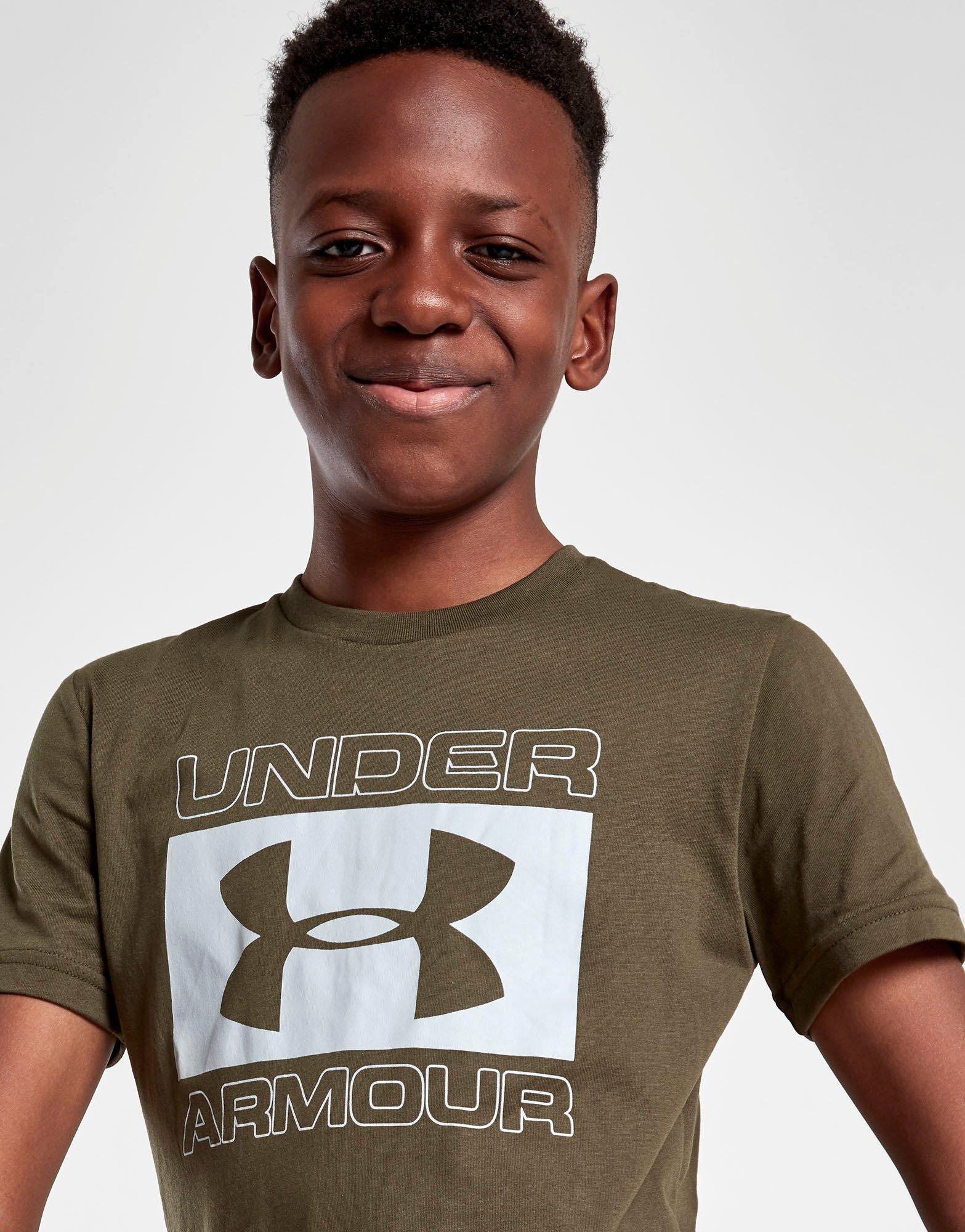 Buy Green Under Armour Brand Stack TShirt Junior JD Sports JD