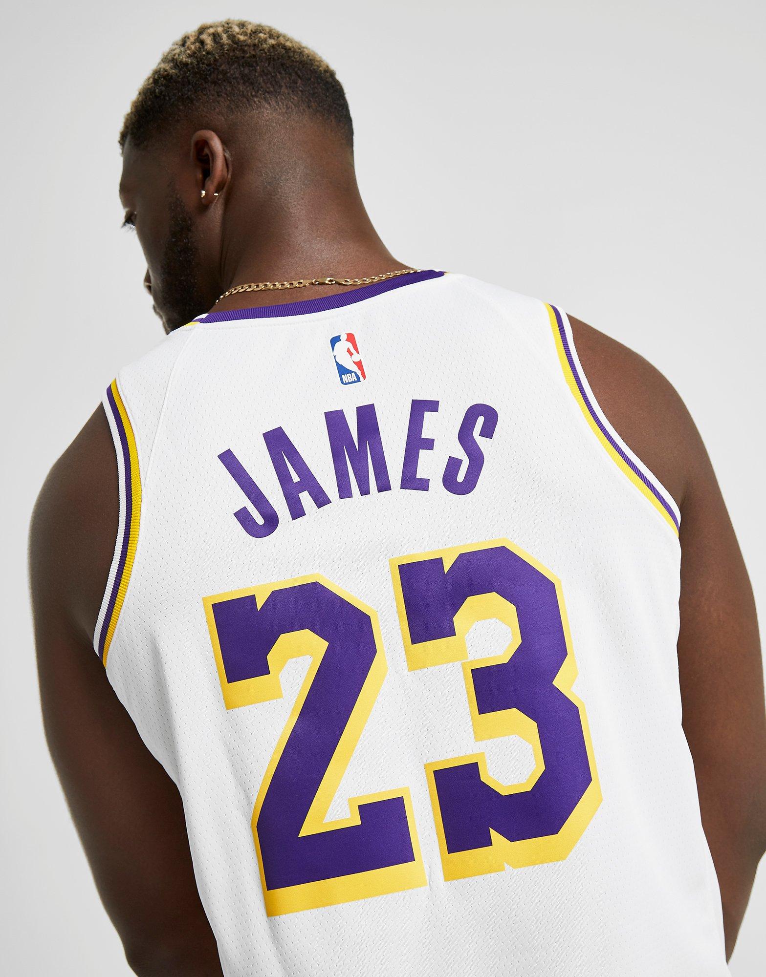 white lebron laker jersey