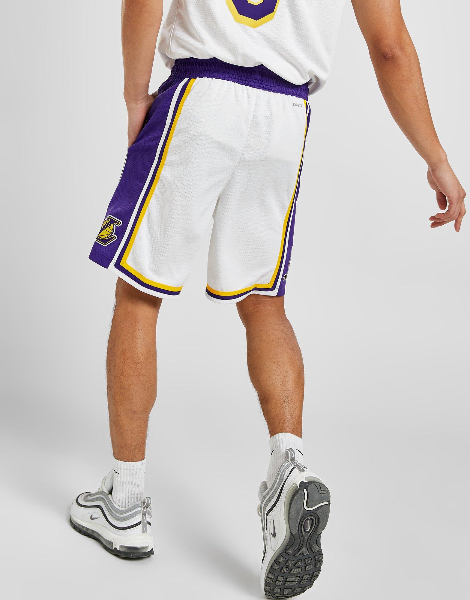 White Nike NBA Los Angeles Lakers Swingman Shorts