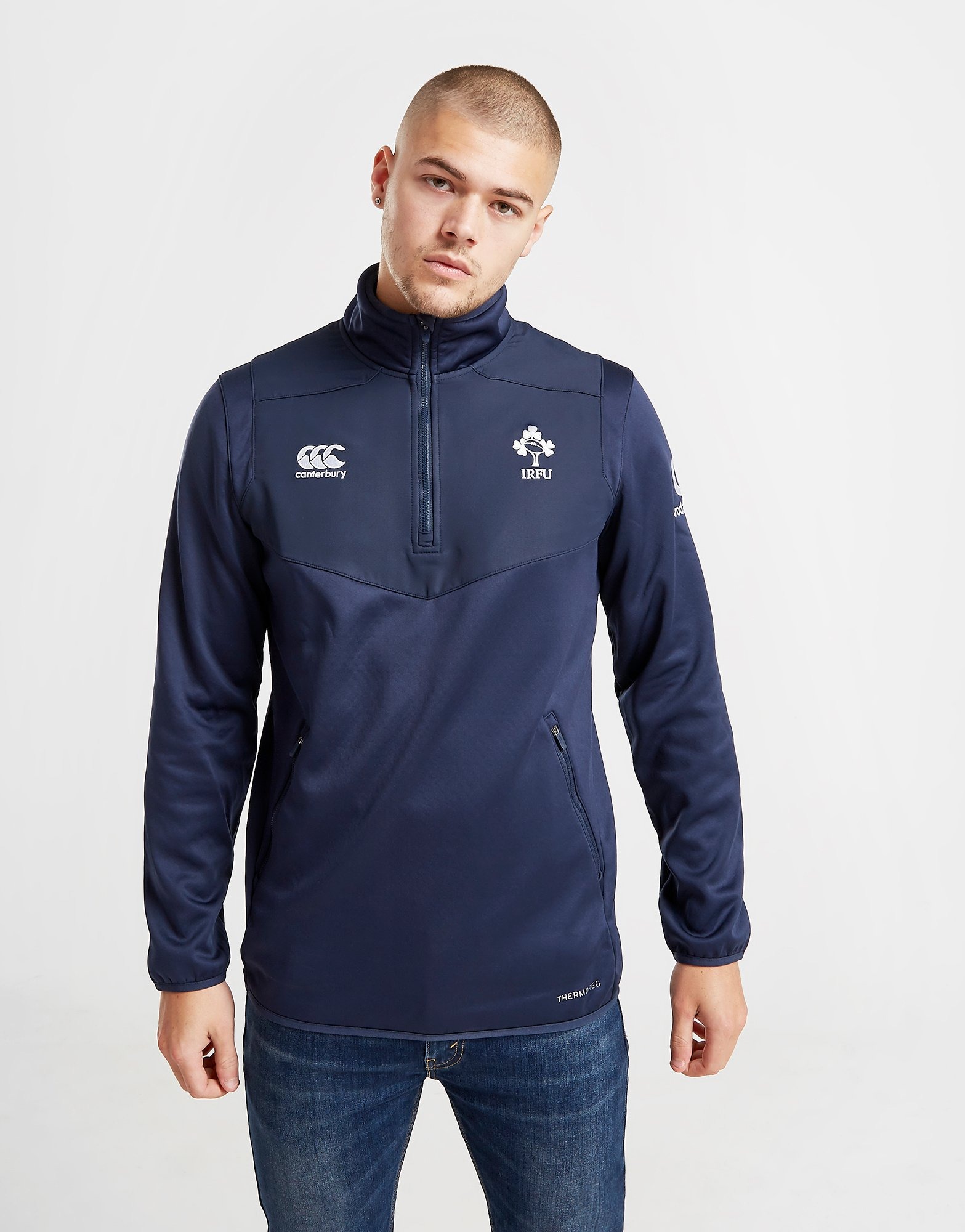 Buy Blue Canterbury Ireland RFU ThermoReg 1/4 Zip Top JD Sports JD