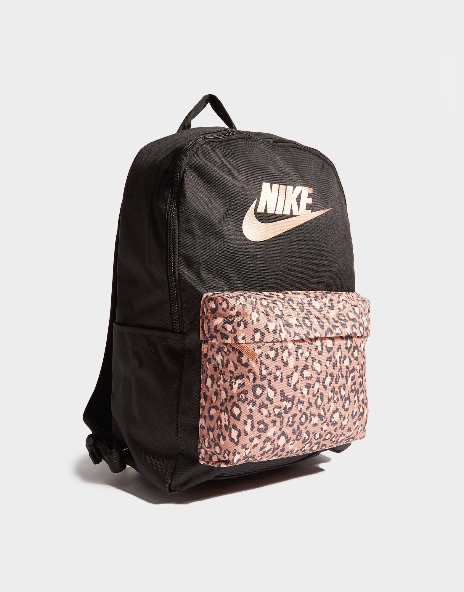 nike rose gold leopard print backpack