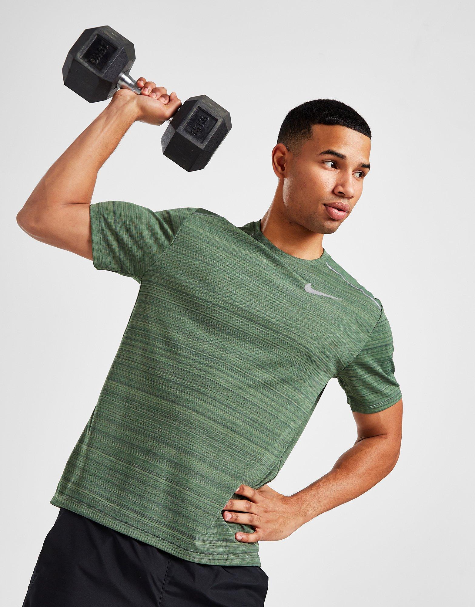 Green Nike Miler Short Sleeve T-Shirt | JD Sports