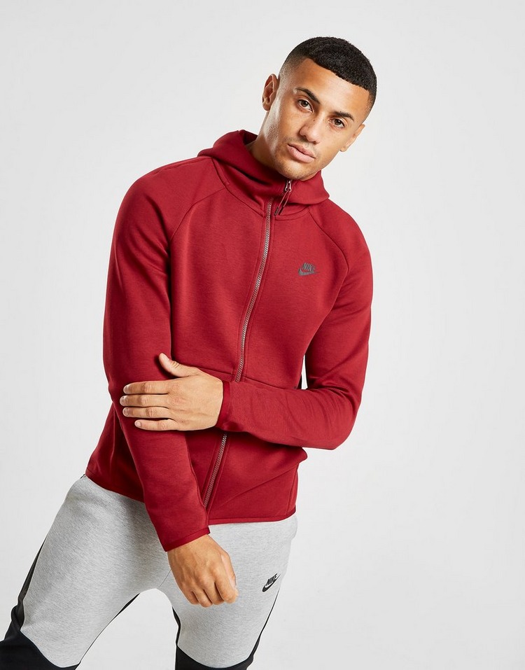 red nike tech fleece hoodie