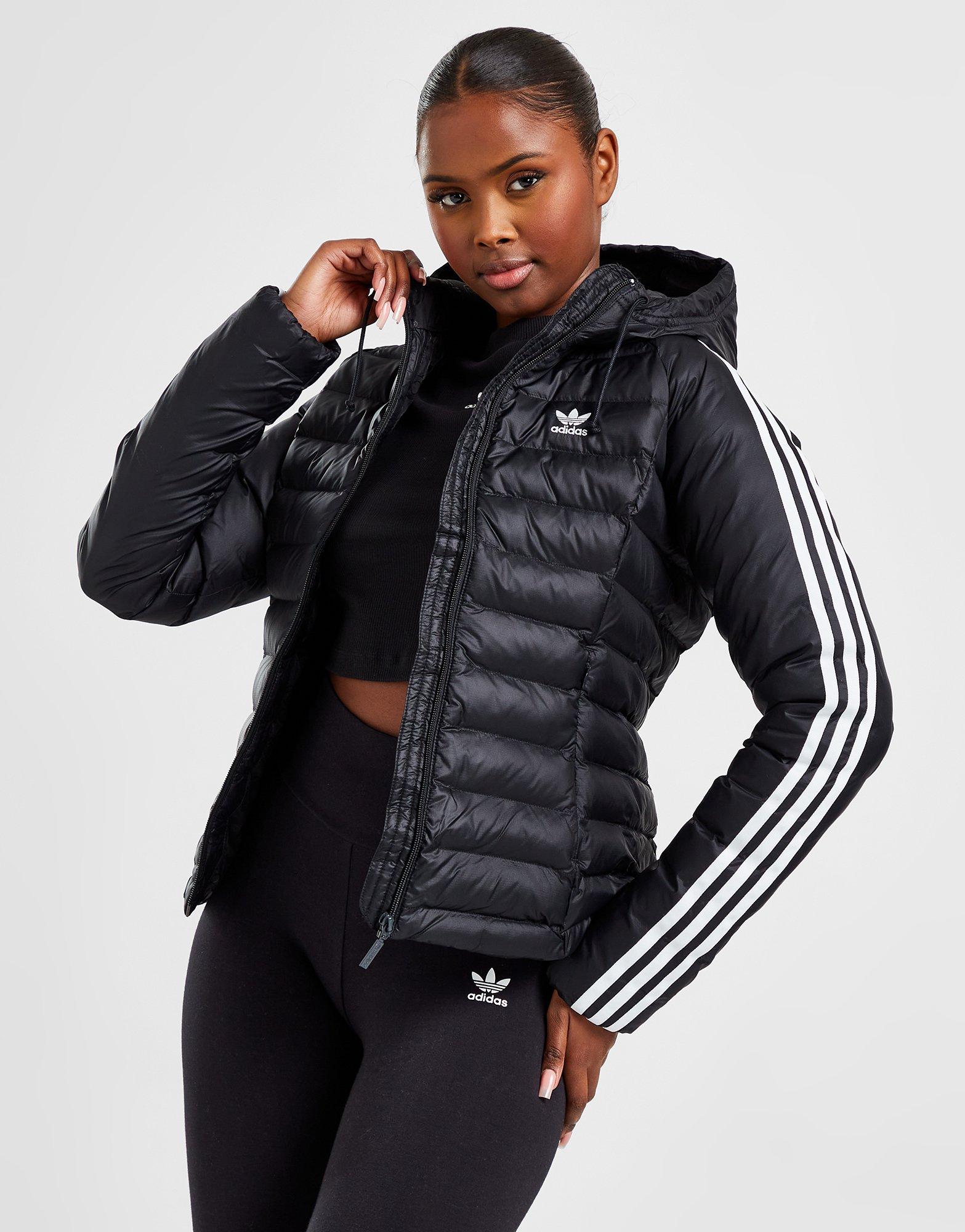 adidas originals three stripe slim padded jacket in black