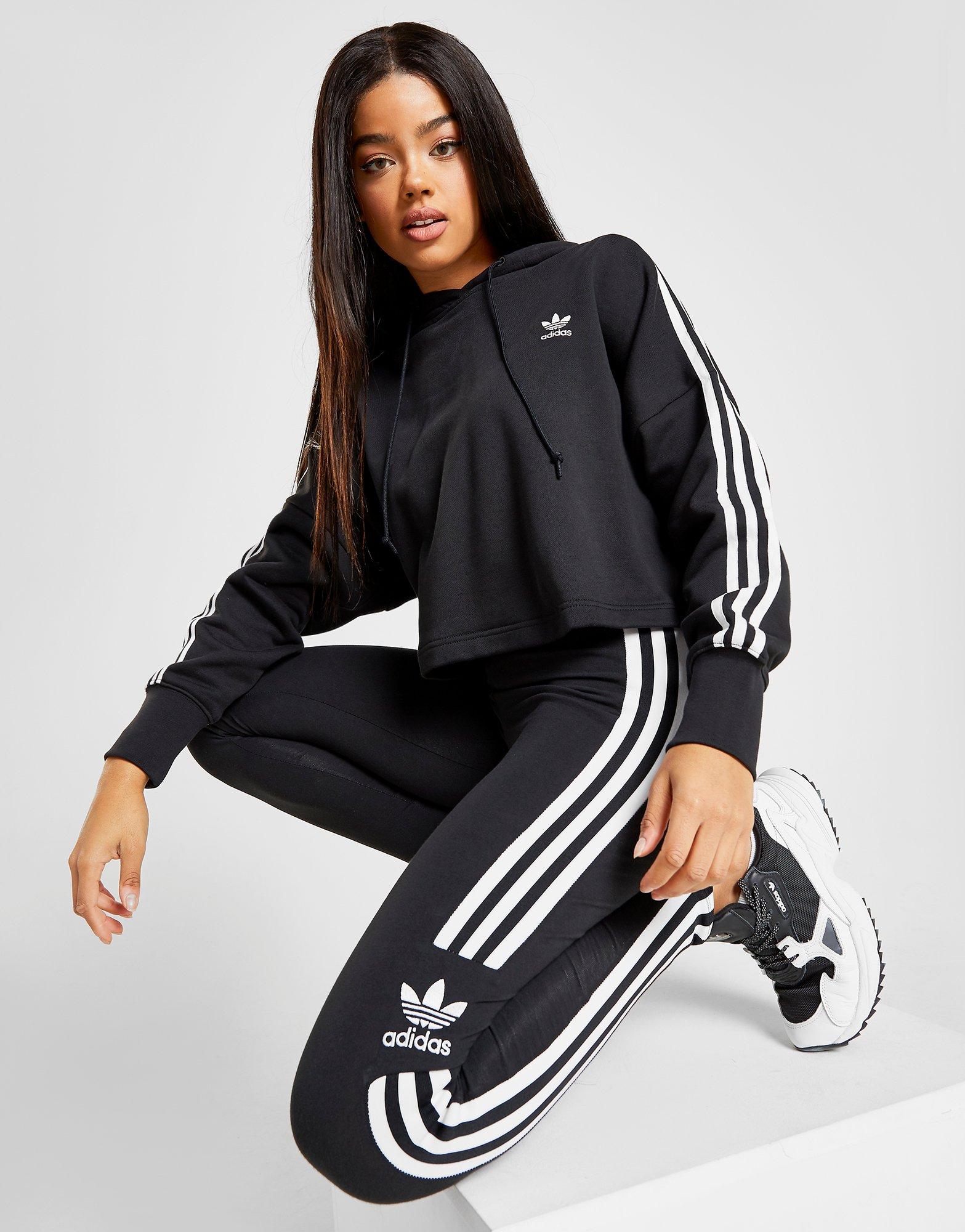 adidas originals stripe crop overhead hoodie