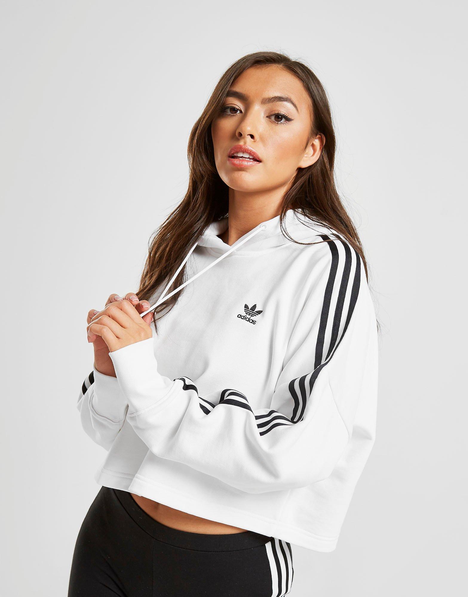 adidas 3 stripe cropped hoodie