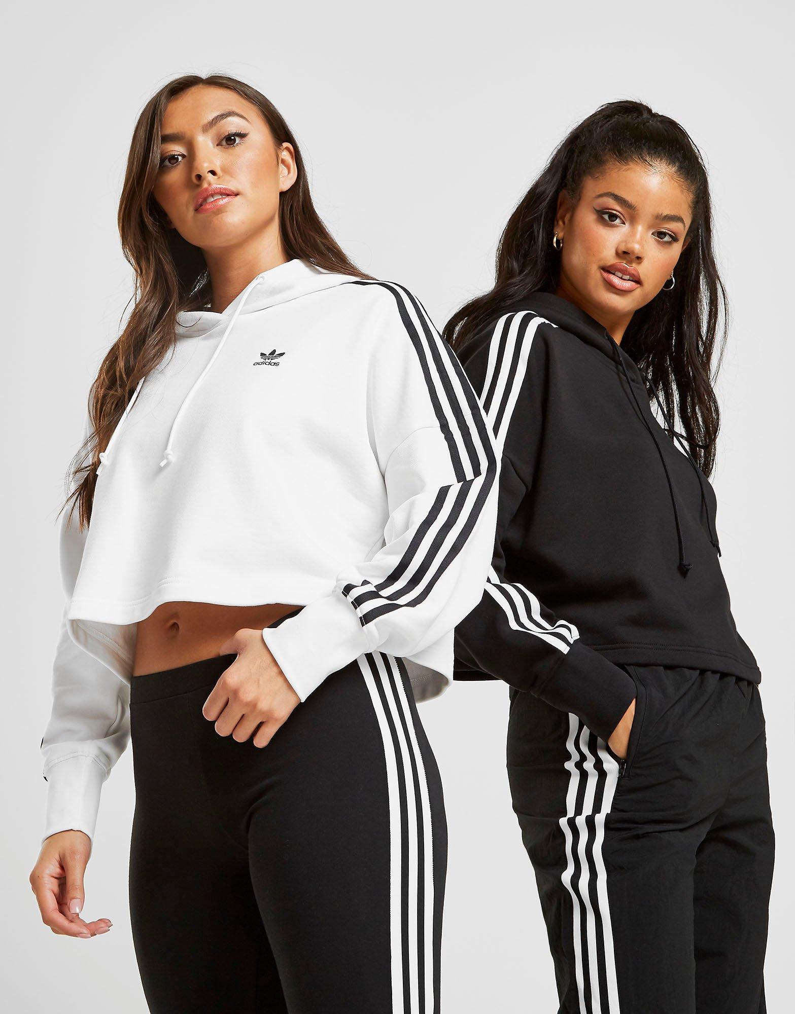 adidas originals stripe crop overhead hoodie