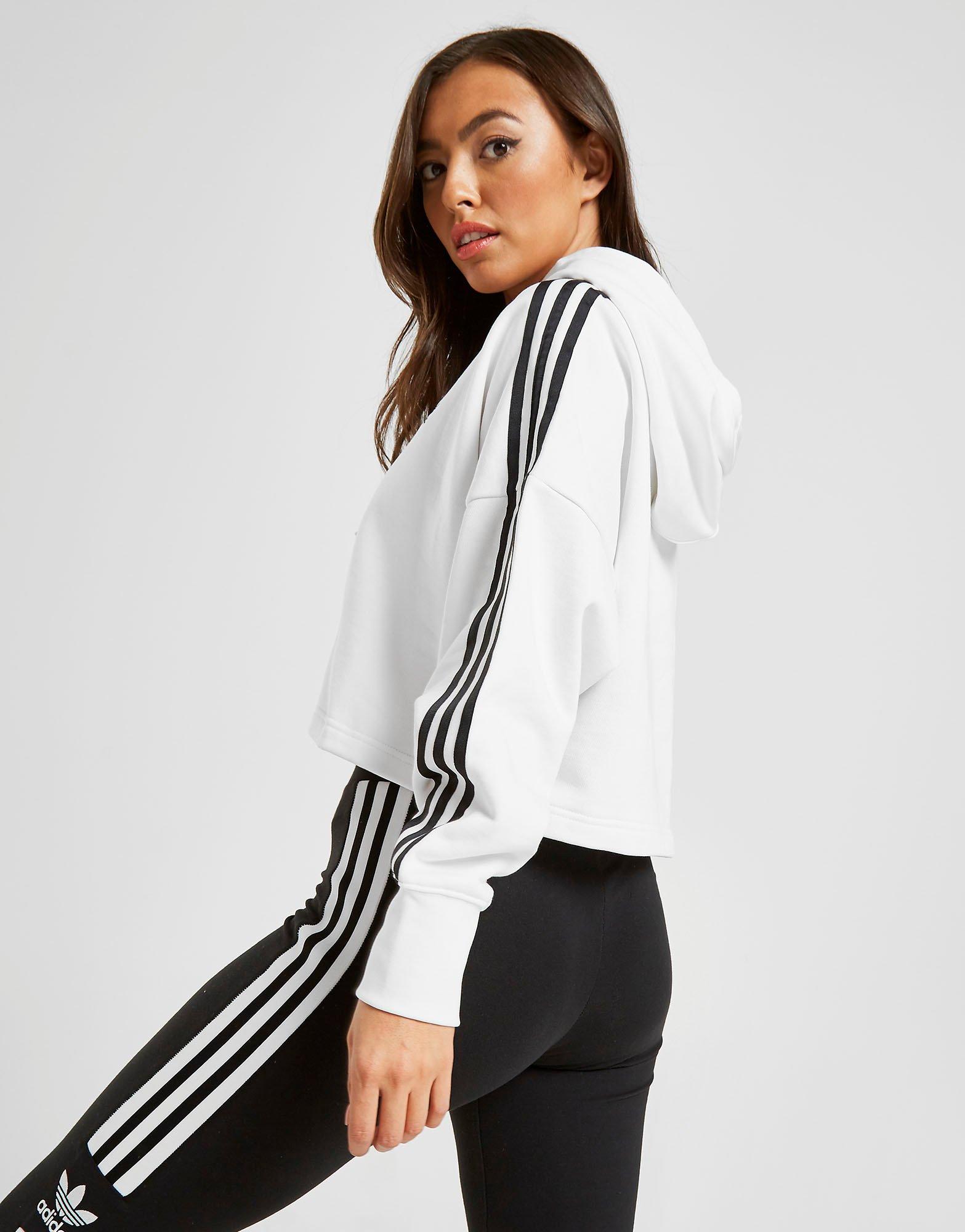 adidas originals stripe crop overhead hoodie