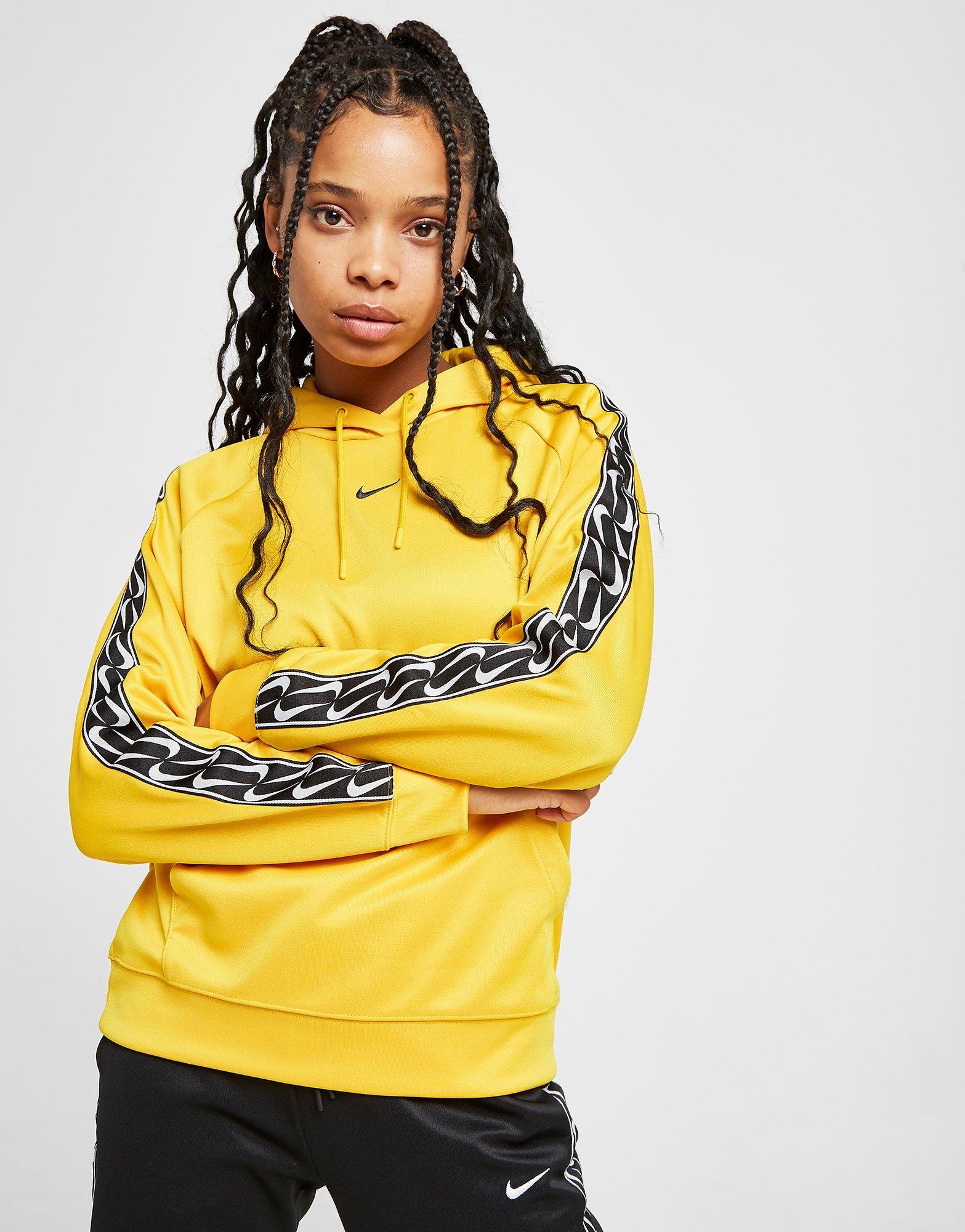 nike tape poly overhead hoodie yellow