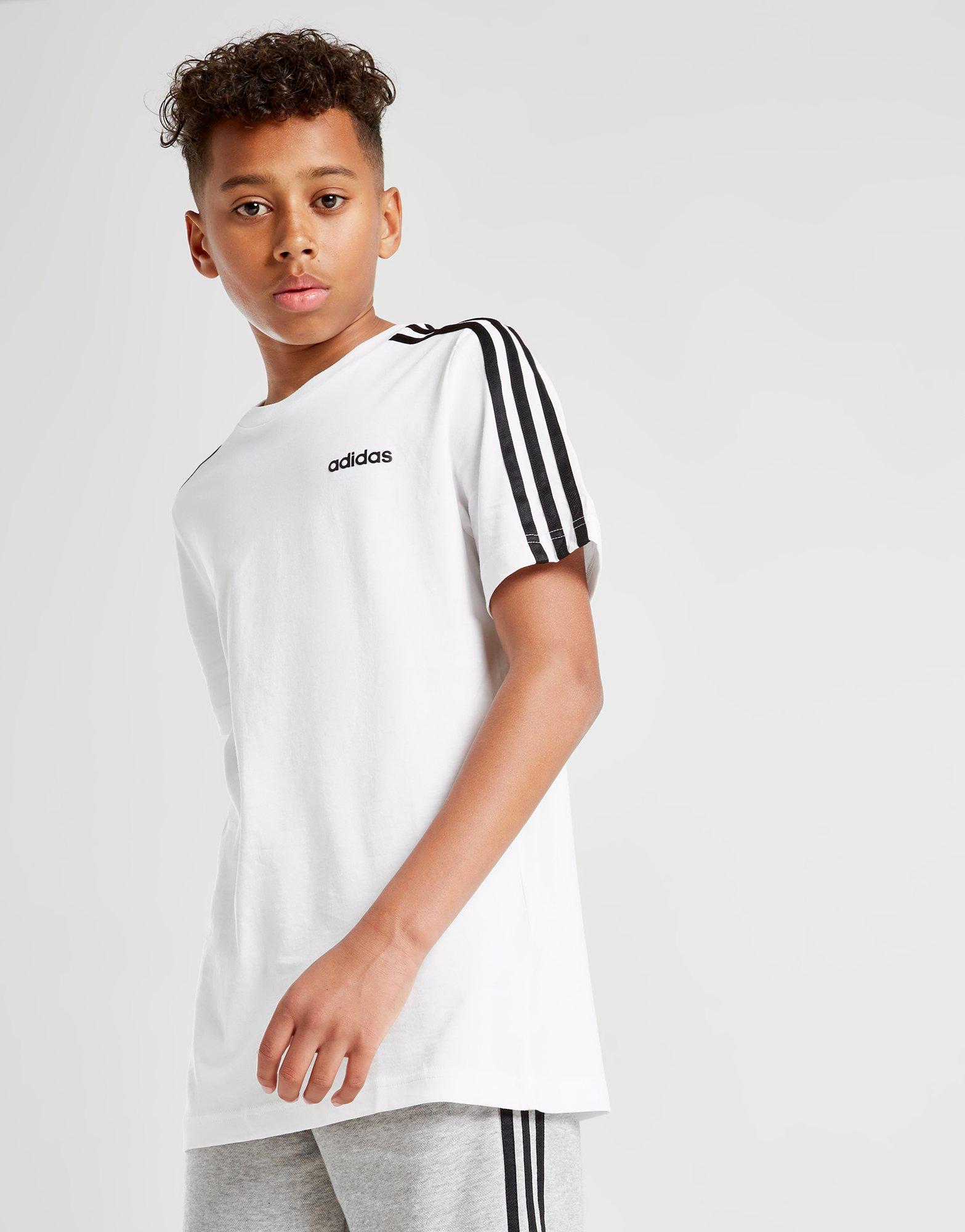 white adidas 3 stripe t shirt