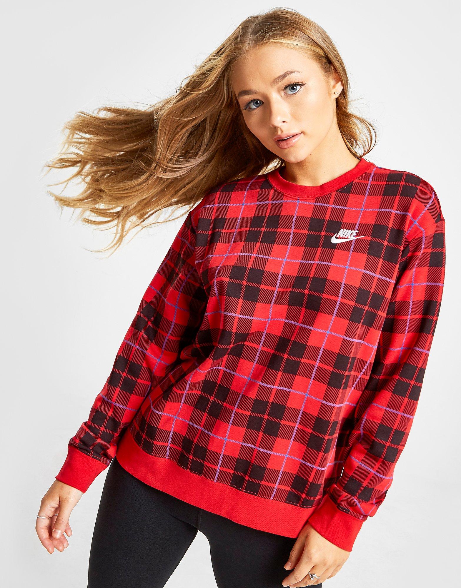 red nike check hoodie