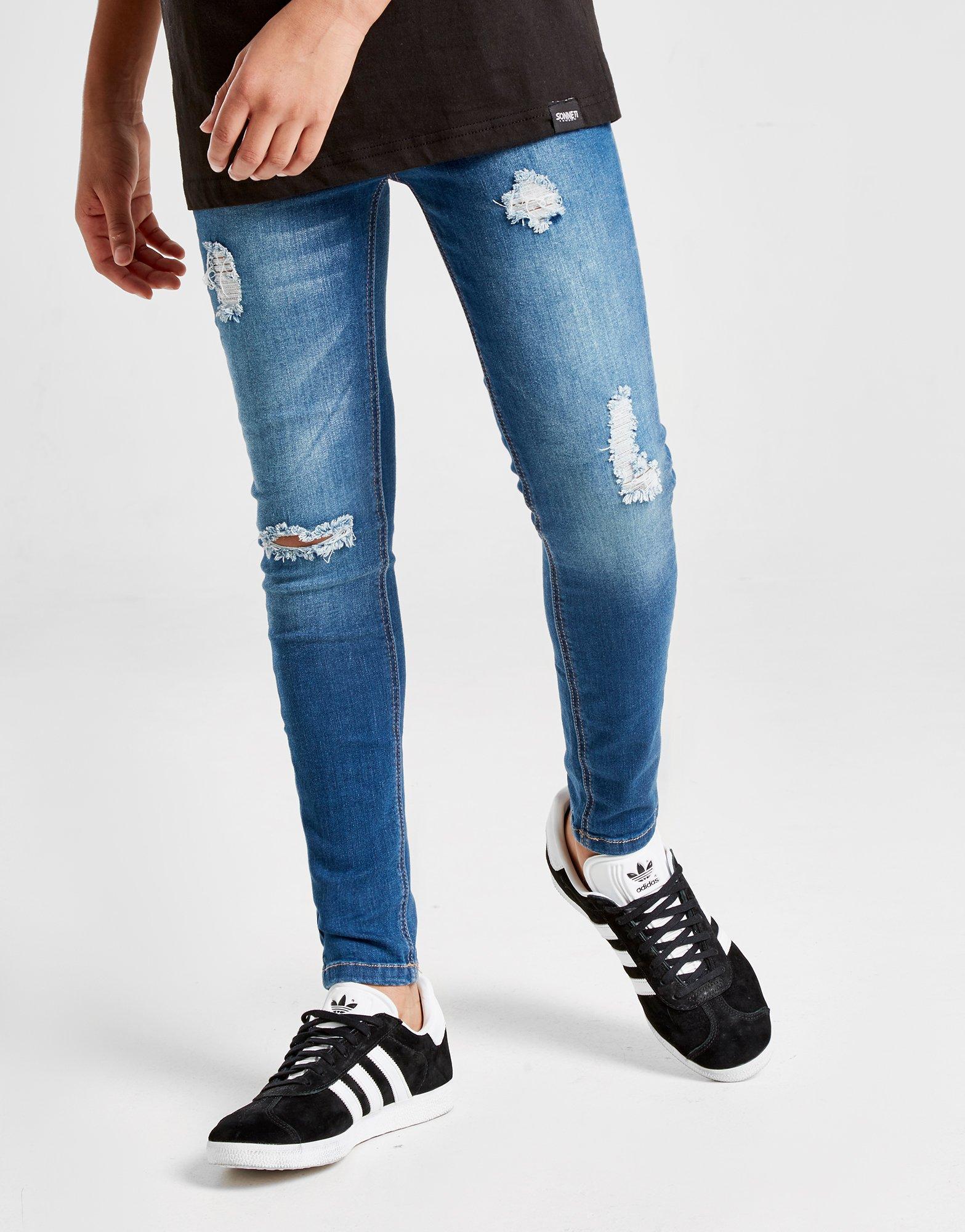 blue extreme ripped jeans