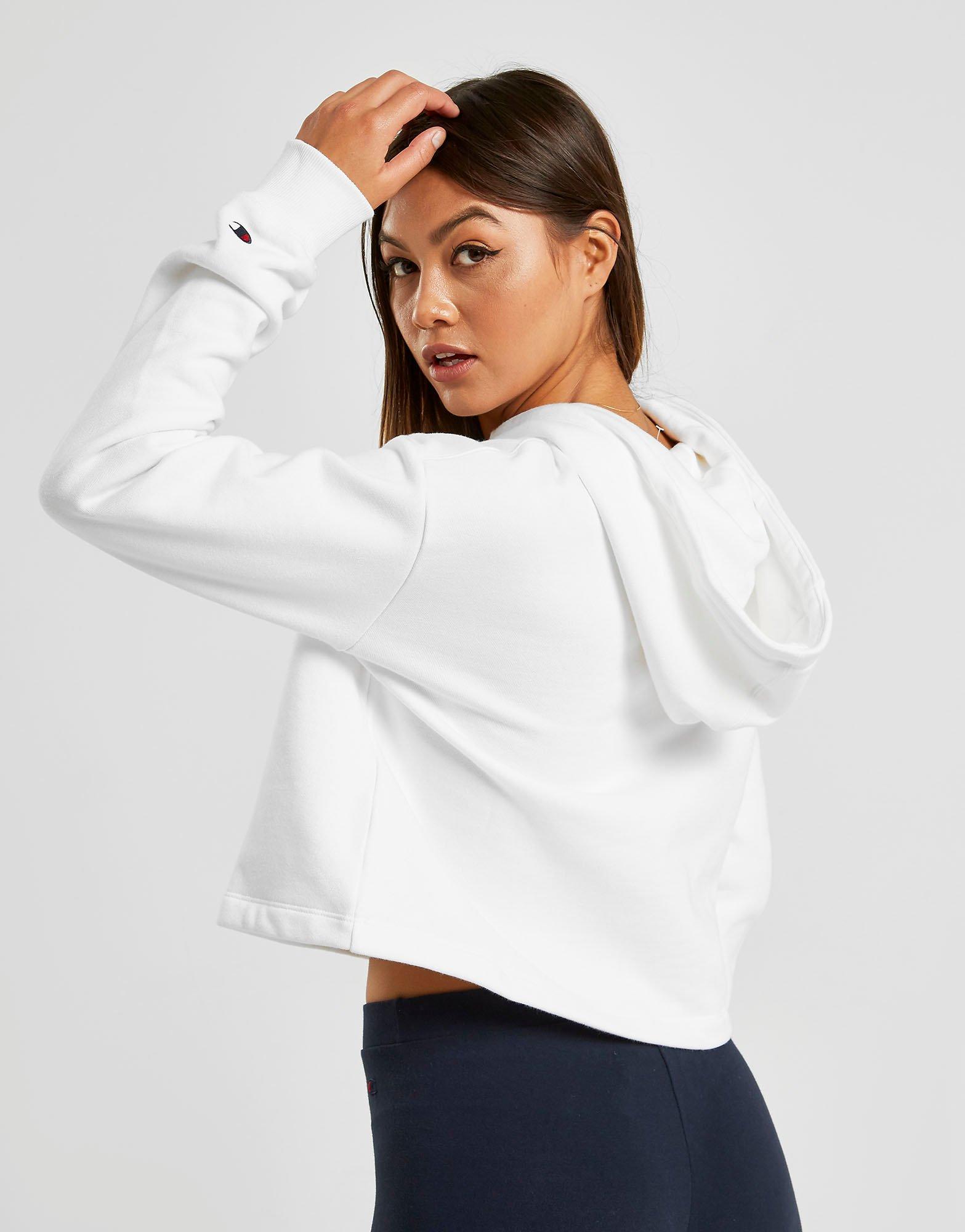 white champion cropped hoodie