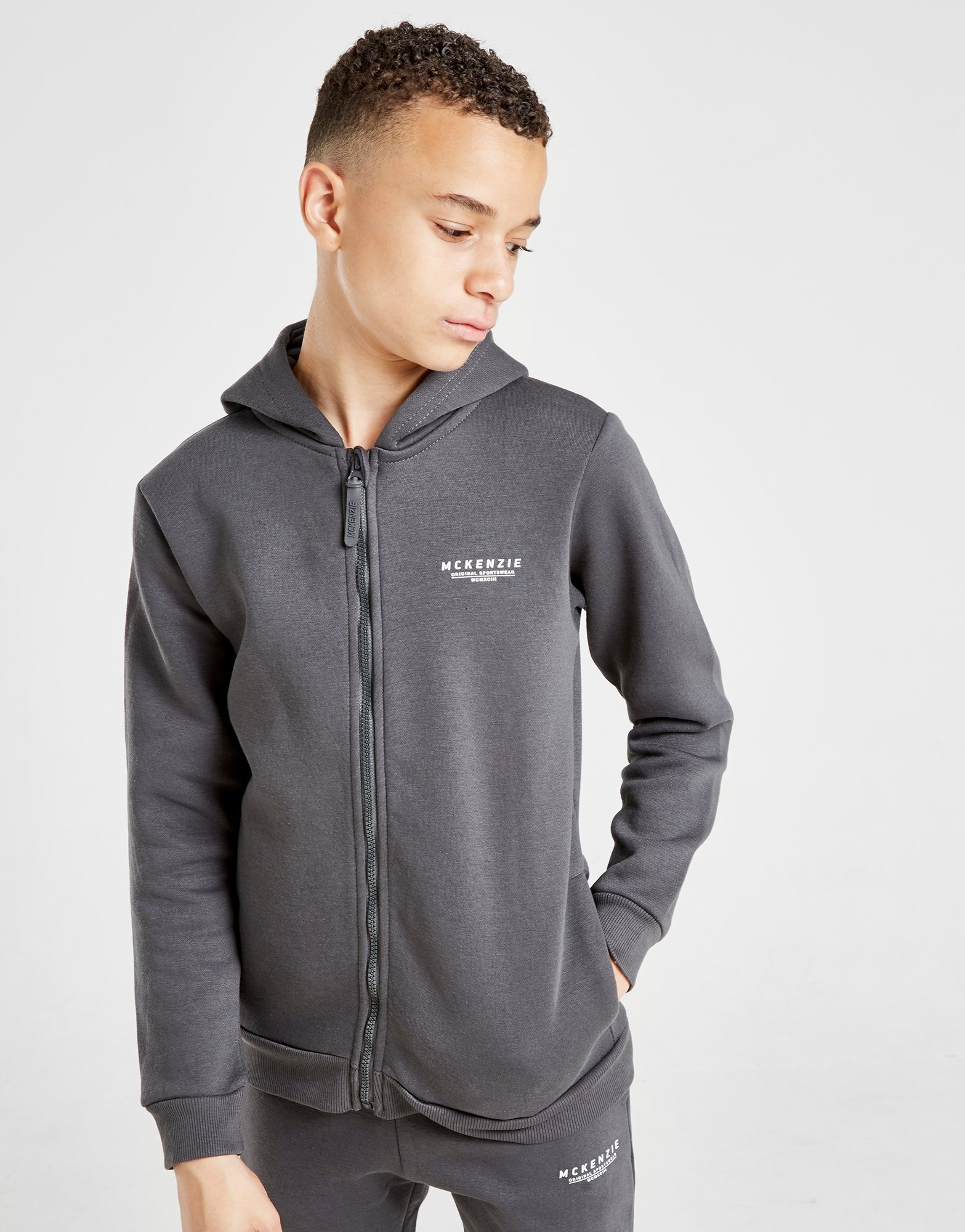 Buy Grey McKenzie Essential Zip Through Hoodie Junior | JD Sports | JD ...