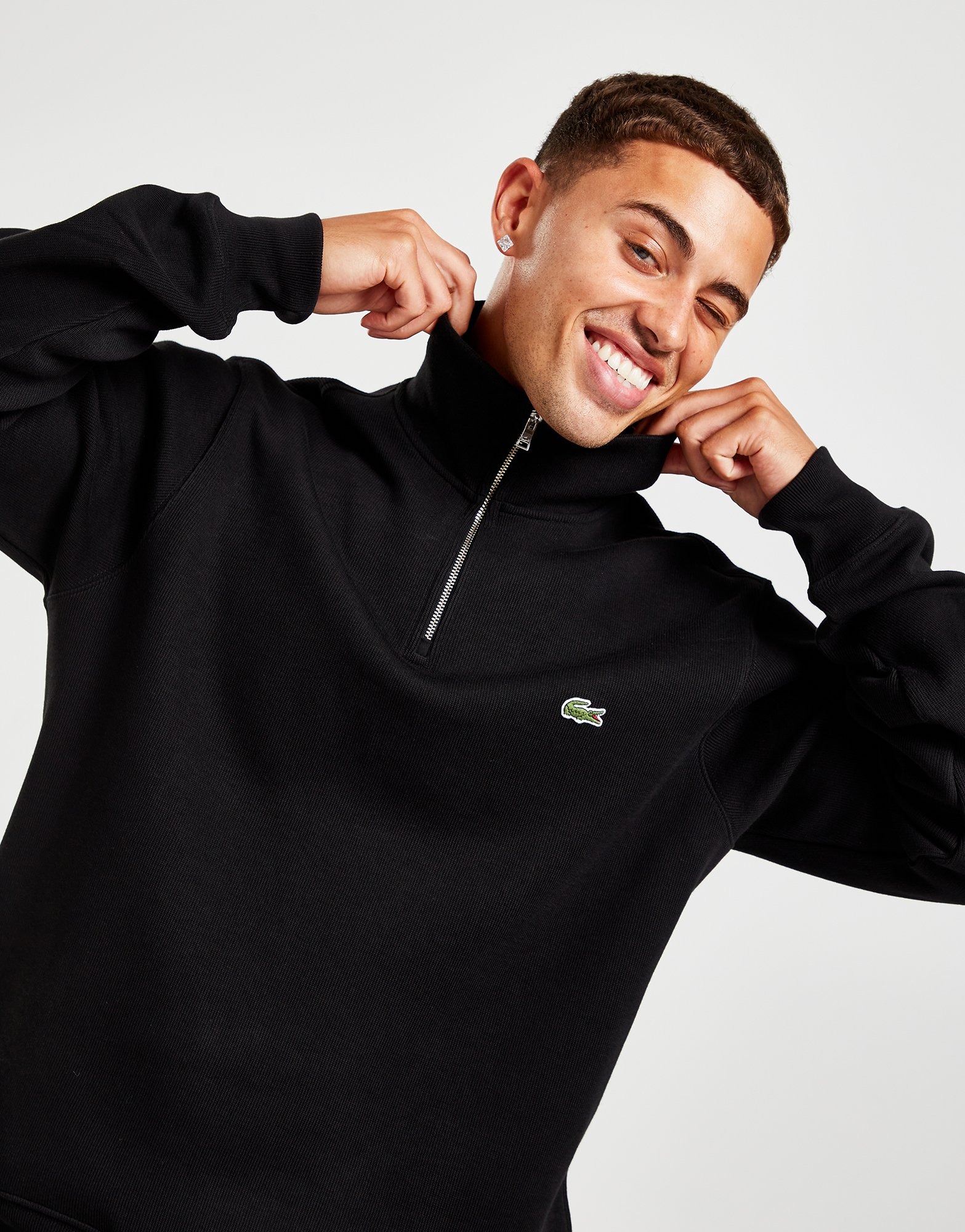 lacoste 1 4 zip black