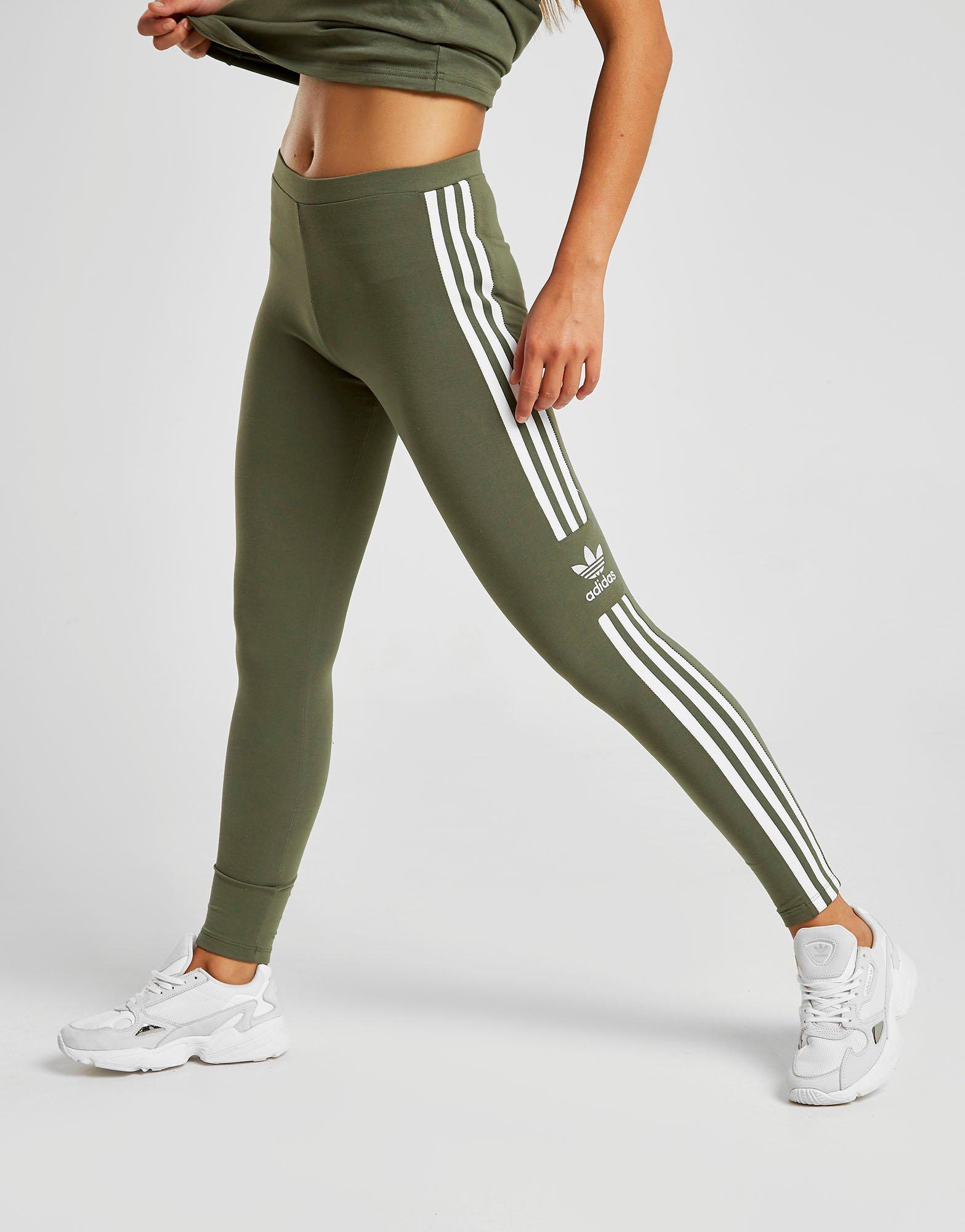 adidas 3 stripe leggings khaki