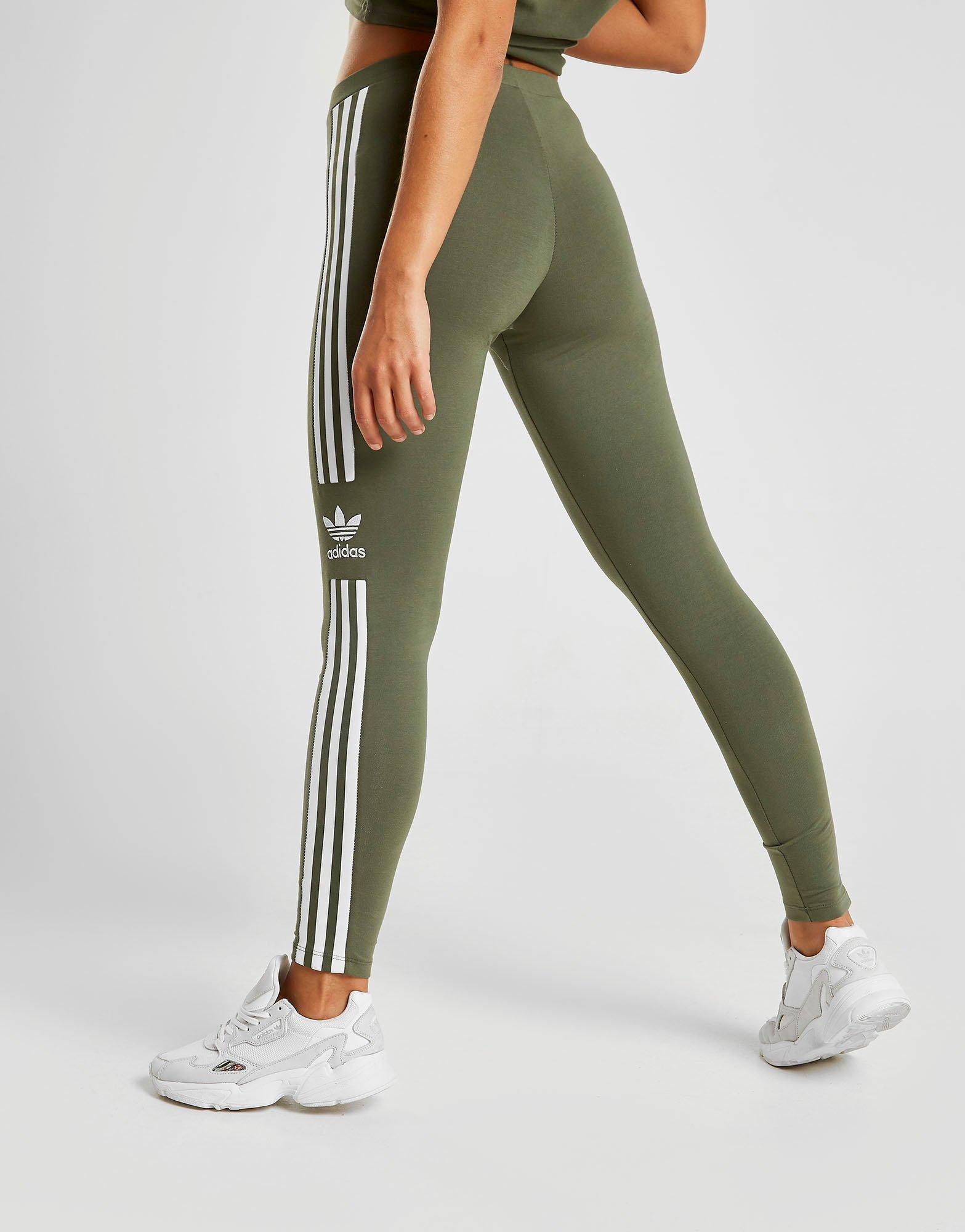 adidas 3 stripe leggings khaki