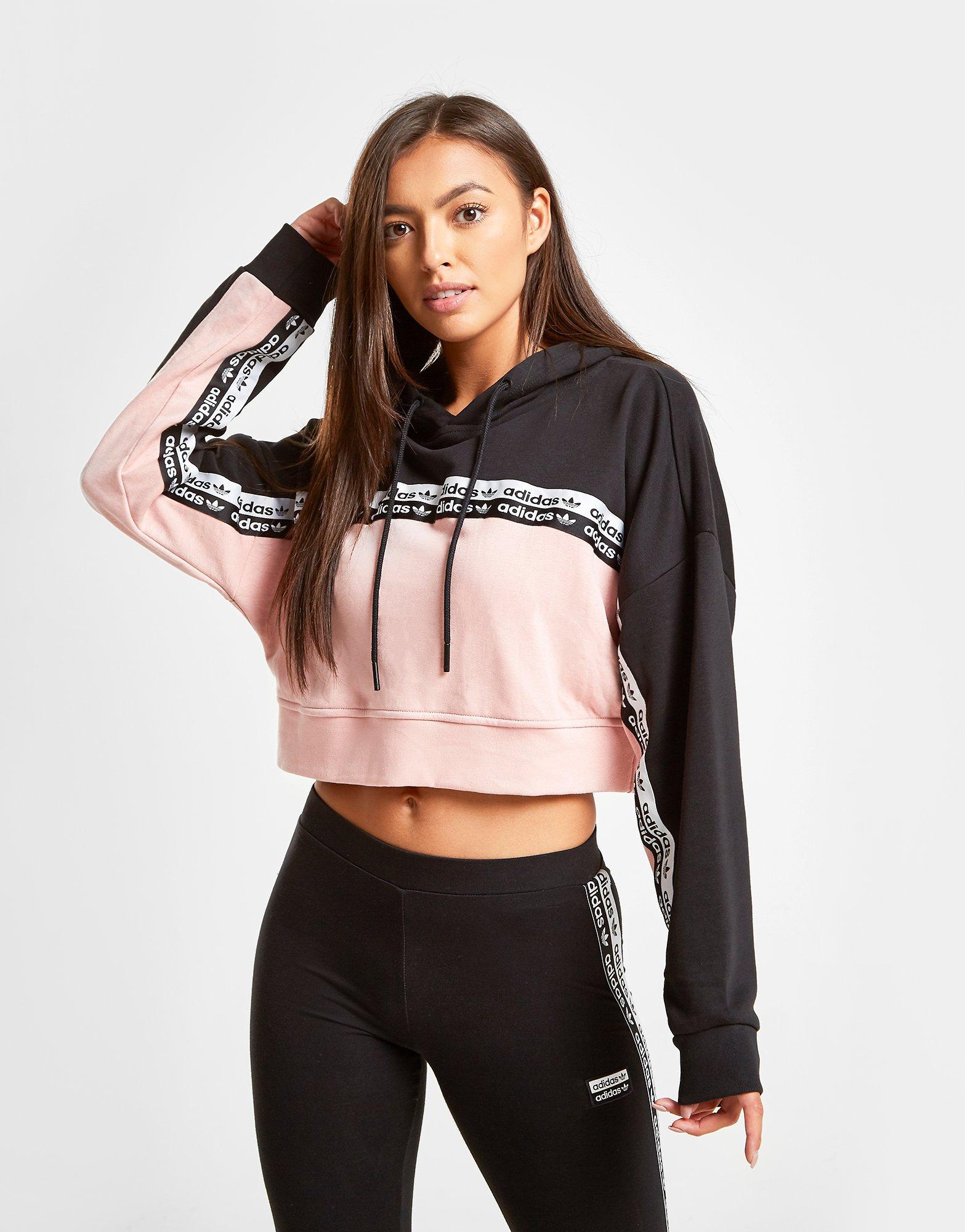 pink adidas tape hoodie