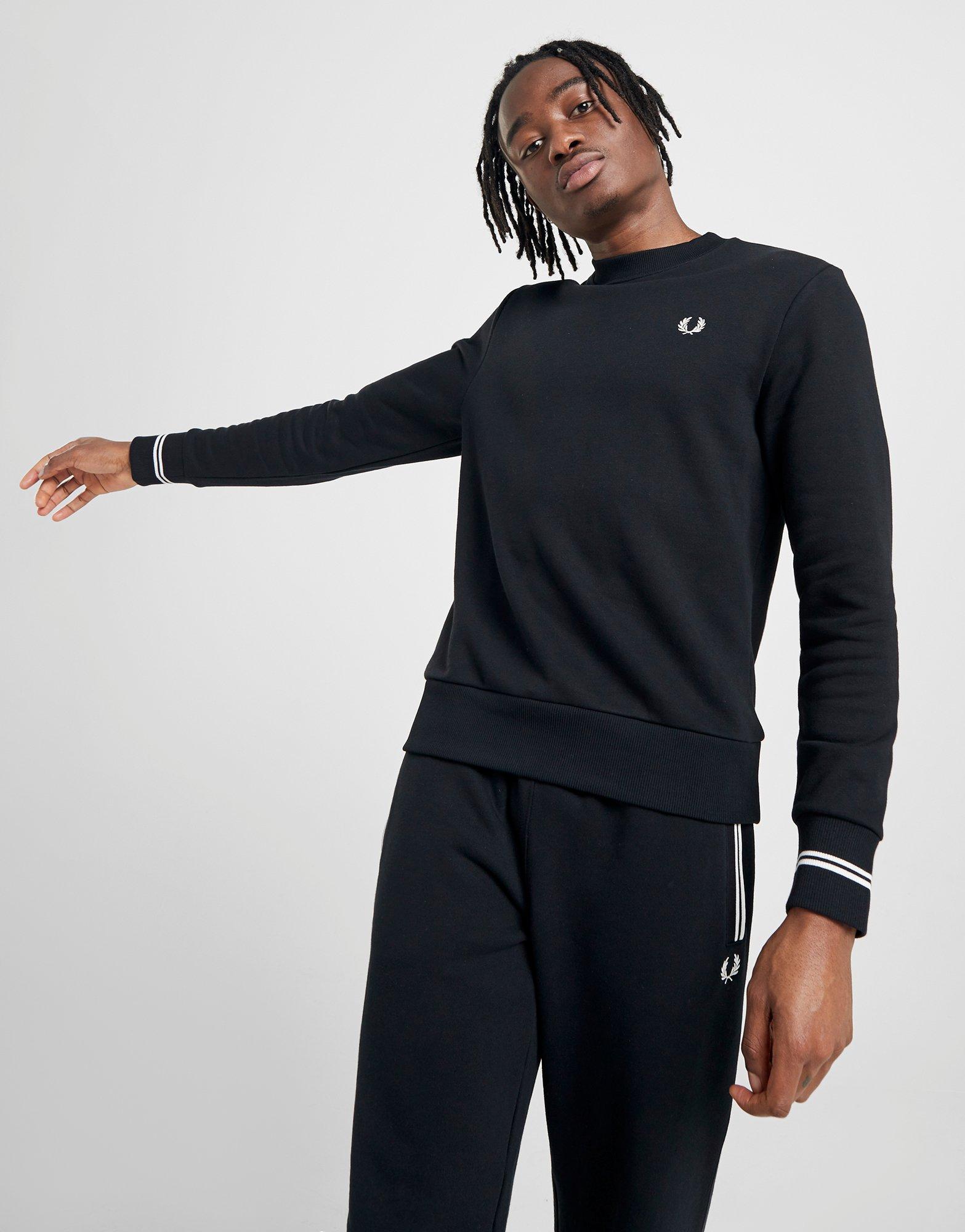 fred perry black crew neck jumper