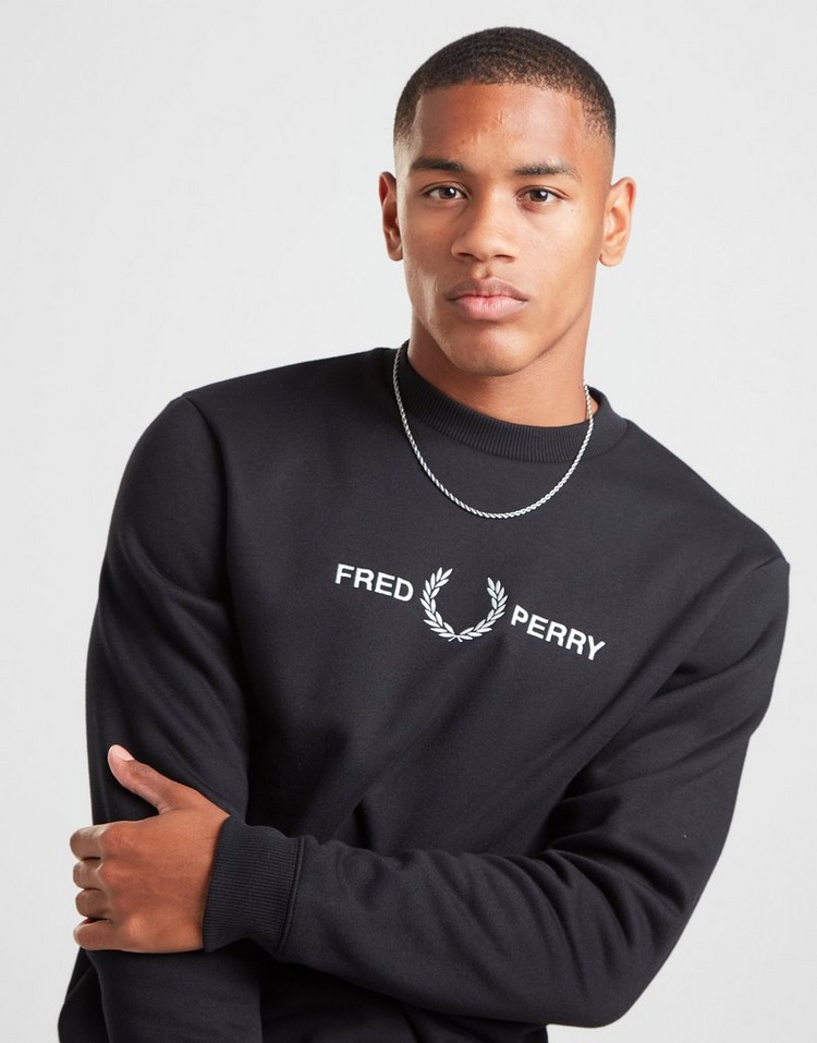 Koop Zwart Fred Perry Embroidered Sweatshirt Heren JD Sports