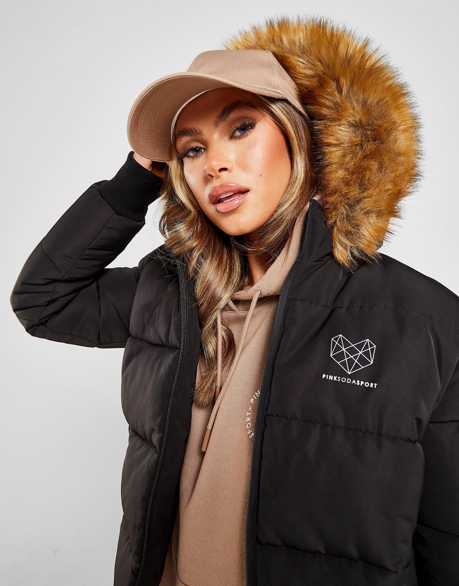 ladies parka coat with fur hood