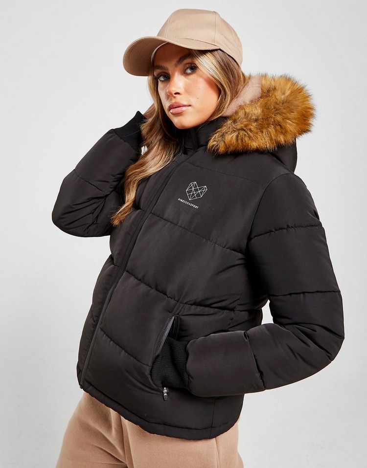 Buy Black Pink Soda Sport Fur Hood Padded Jacket JD Sports JD