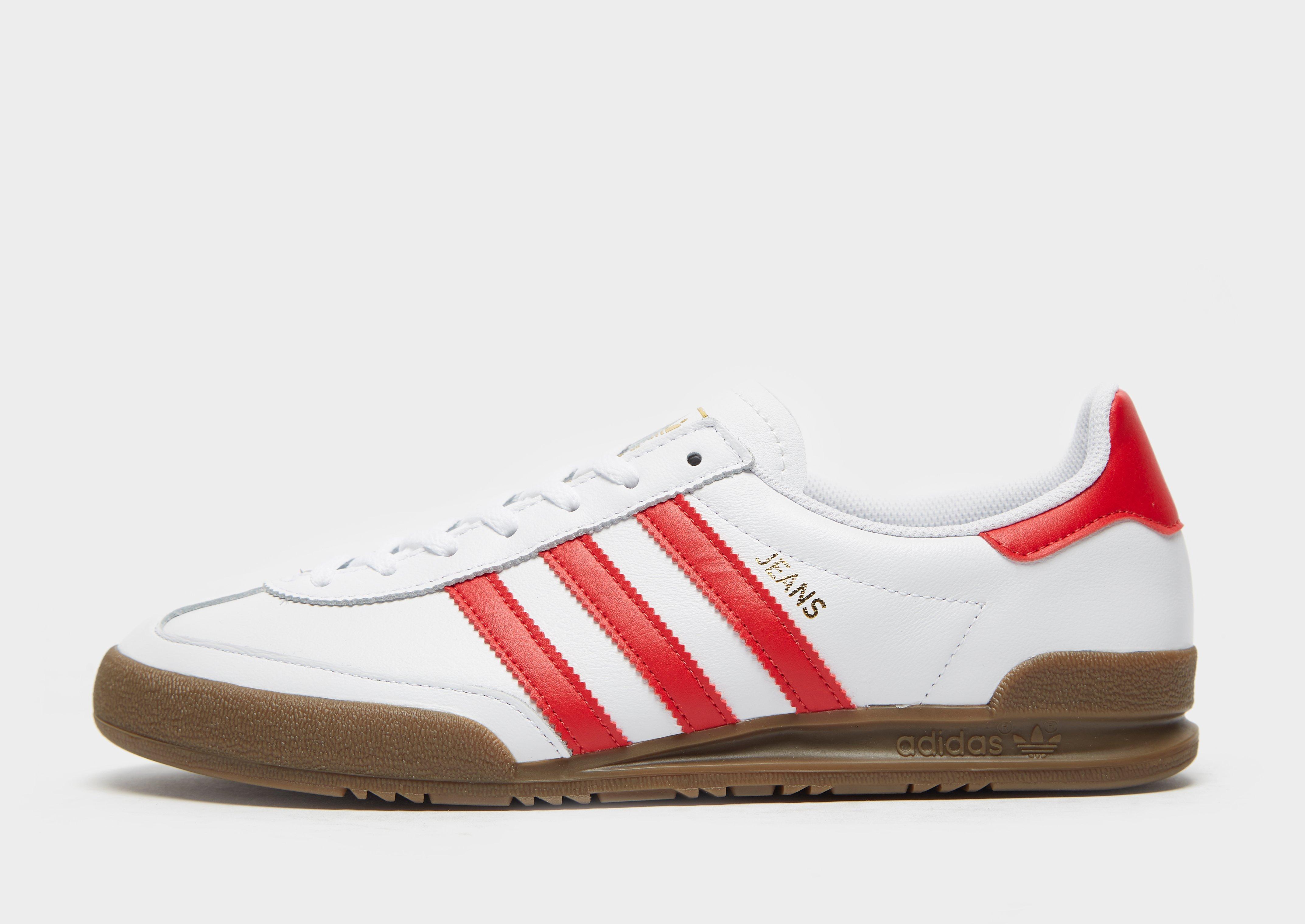 adidas jeans white red