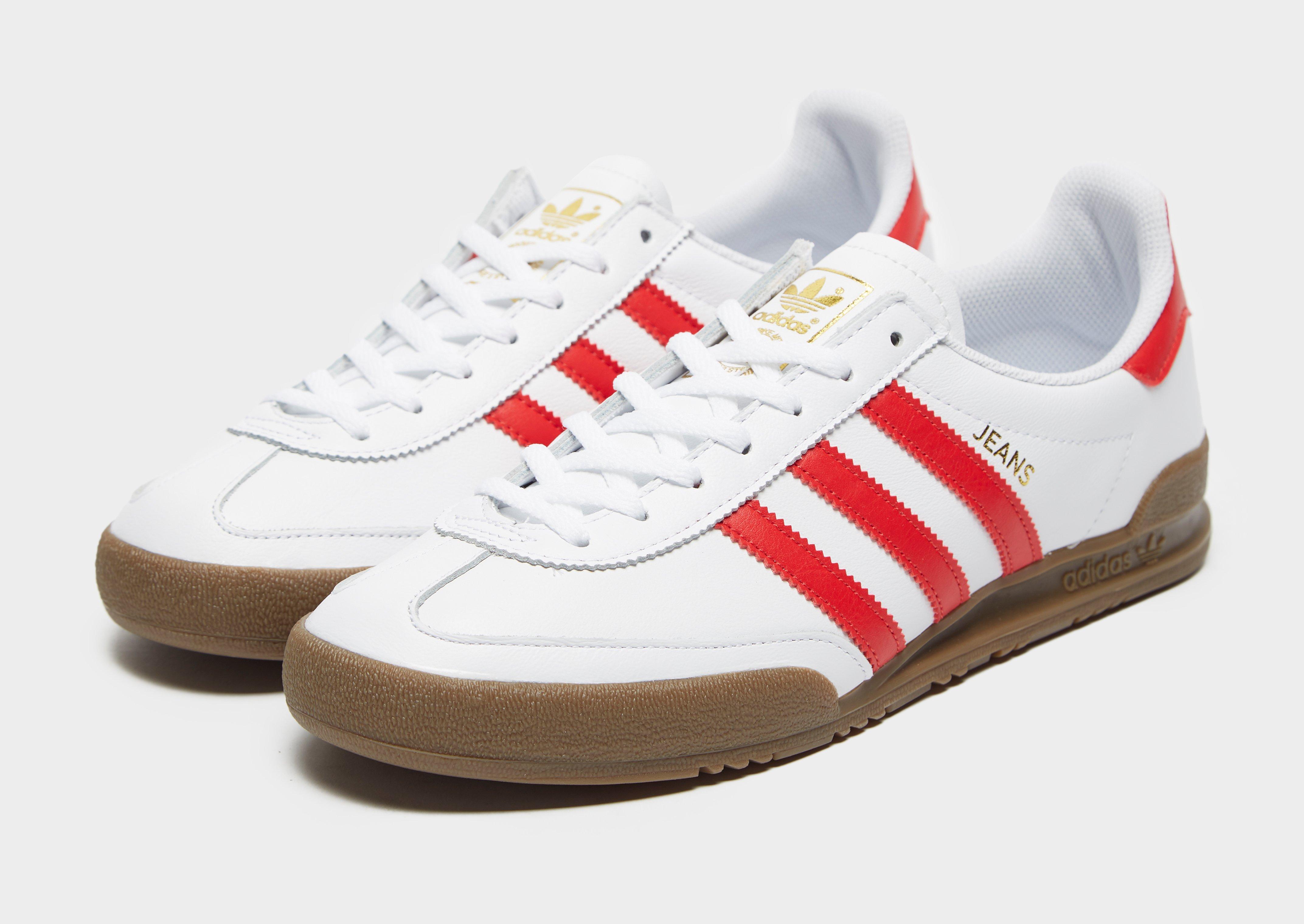 adidas jeans white red